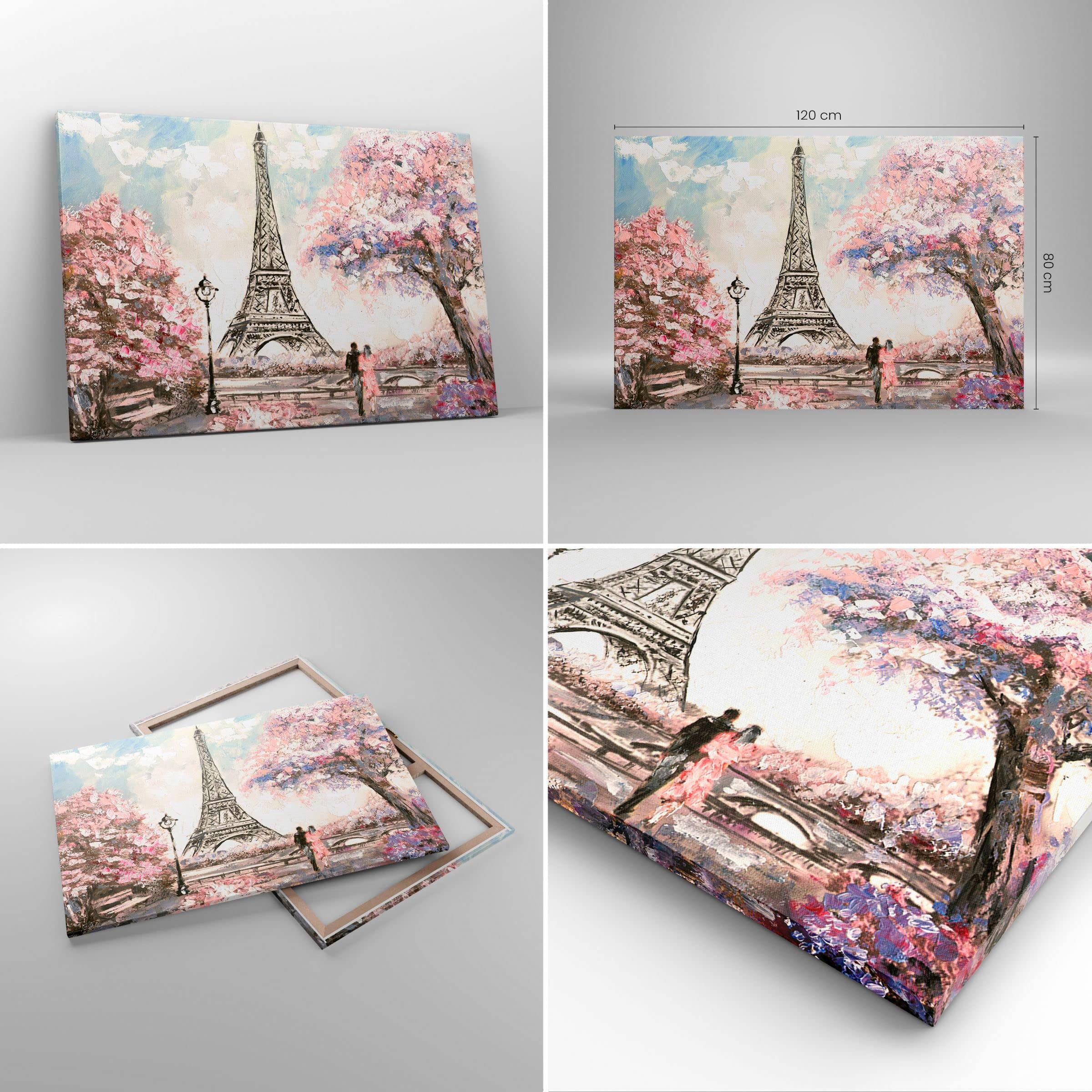 Cuadros Decoracion Salon Árboles Eiffle Pareja Francia Lienzos decorativos 120x80cm Cuadro Sobre Lienzo Moderno Dormitorio Cocina Cuadros Pared Imágenes Wall Art Prints Decor Grande XXL AA120x80-3147 | Árbol Eiffel - Par de cuadros decorativos XXL de 1 pi