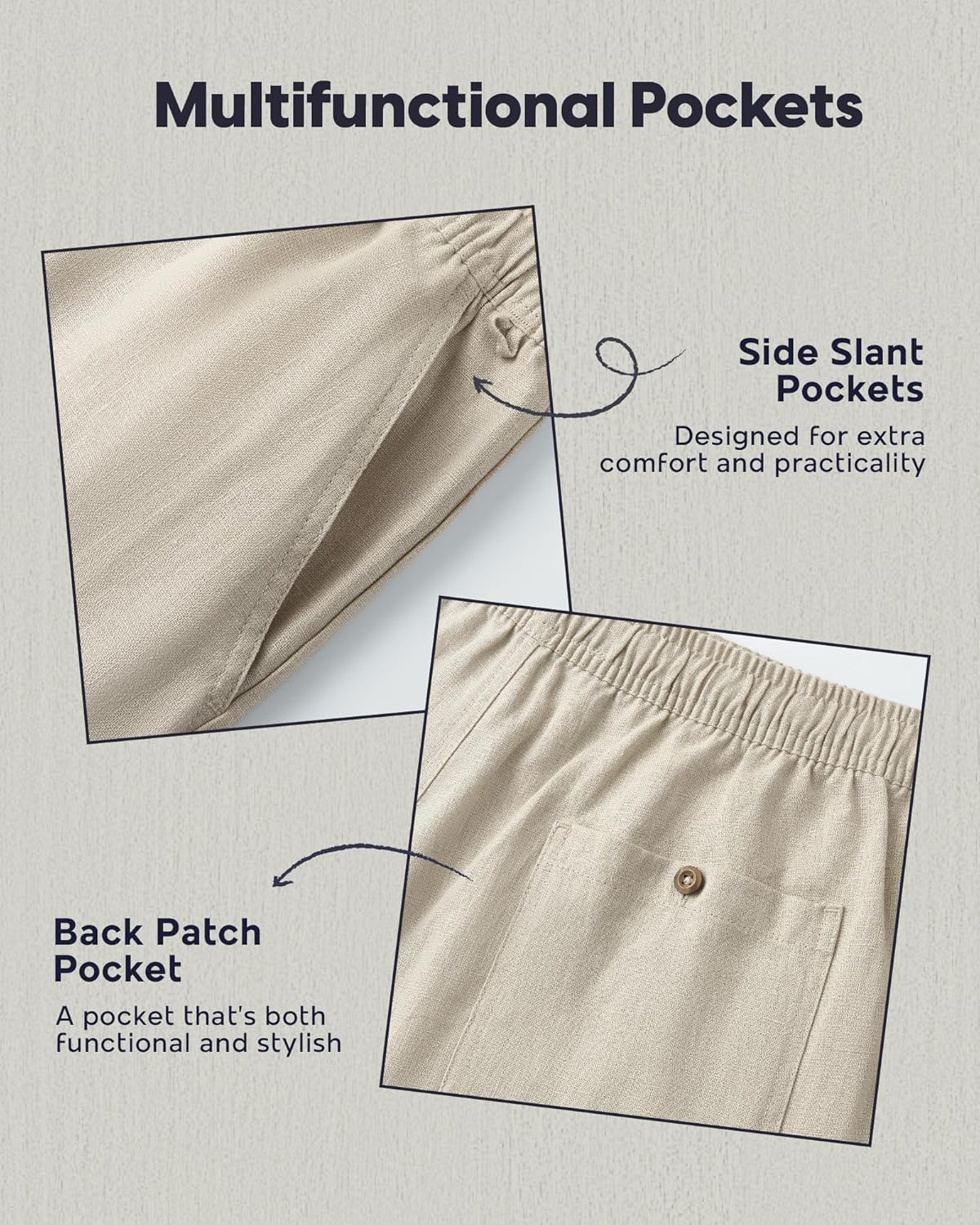 maamgic Mens Casual Linen Shorts 5/7 Inch Elastic Waist Drawstring Summer 2 in 1 Beach Short with Pockets - Image 5