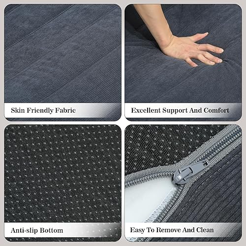 Miniatura 5 de Silla Puf, Puffs Fireside Sofá Perezoso, Silla Puf Grande para Suelo, Silla Lounge de Espuma Viscoelástica para Dormitorio, Sala de Estar, Oficina y