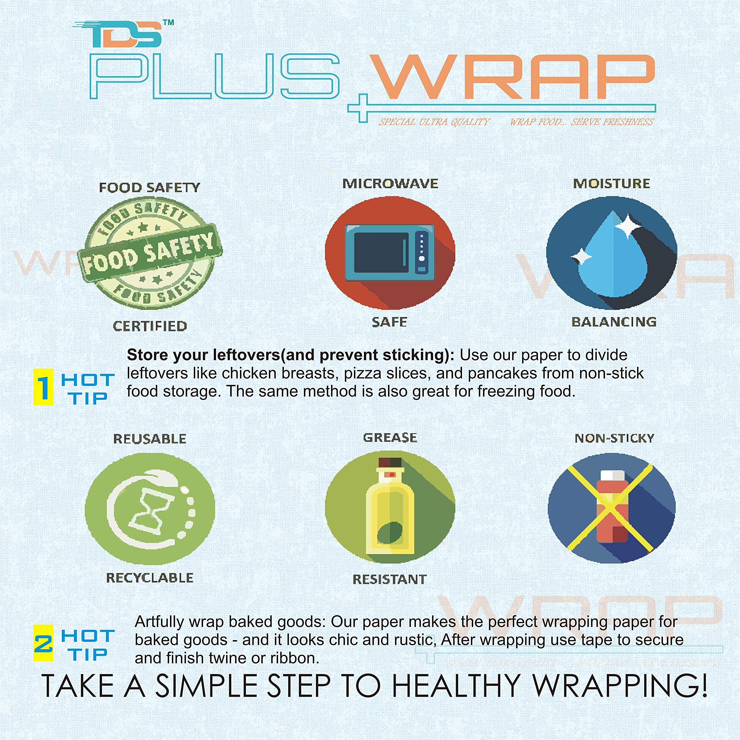 TDS Plus WRAP 1kg Wrapping Paper/Butter Paper, Oil Proof/Sandwich Wrap Paper/Food Wrapping Size, Oil Absorbing Sheets Cooking Butter Paper (Off White) 2