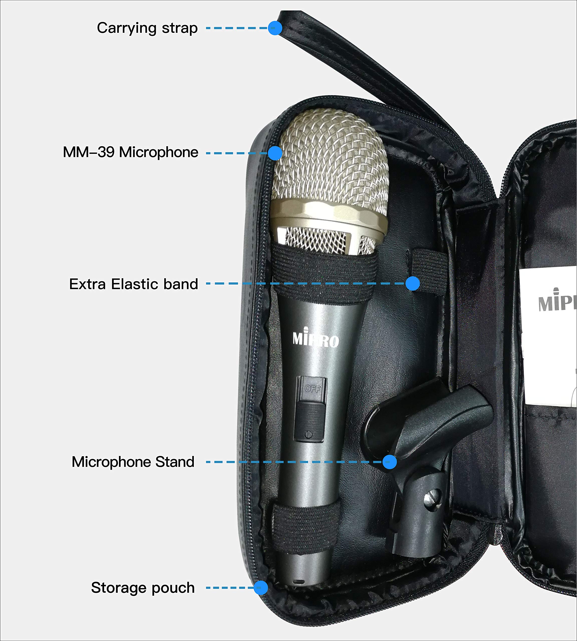 Mipro mm-39 Supercardioid dinamico microfono per voce, specialmente per voce, palcoscenico, chiesa, matrimonio, Broadcast, studio, sala musica e Koraoke (color ferro grigio argento |)