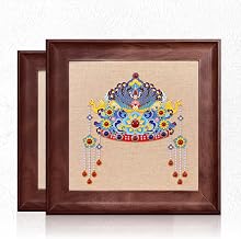 Cloisonne DIY Art Kit for Beginners, Chinese Cloud Collar & Phoenix Coronet Painting with Natural Mineral Pigments, Traditional Craft Home Wall Decor Gift，cloisonne kit for beginners (Phoenix Crown)