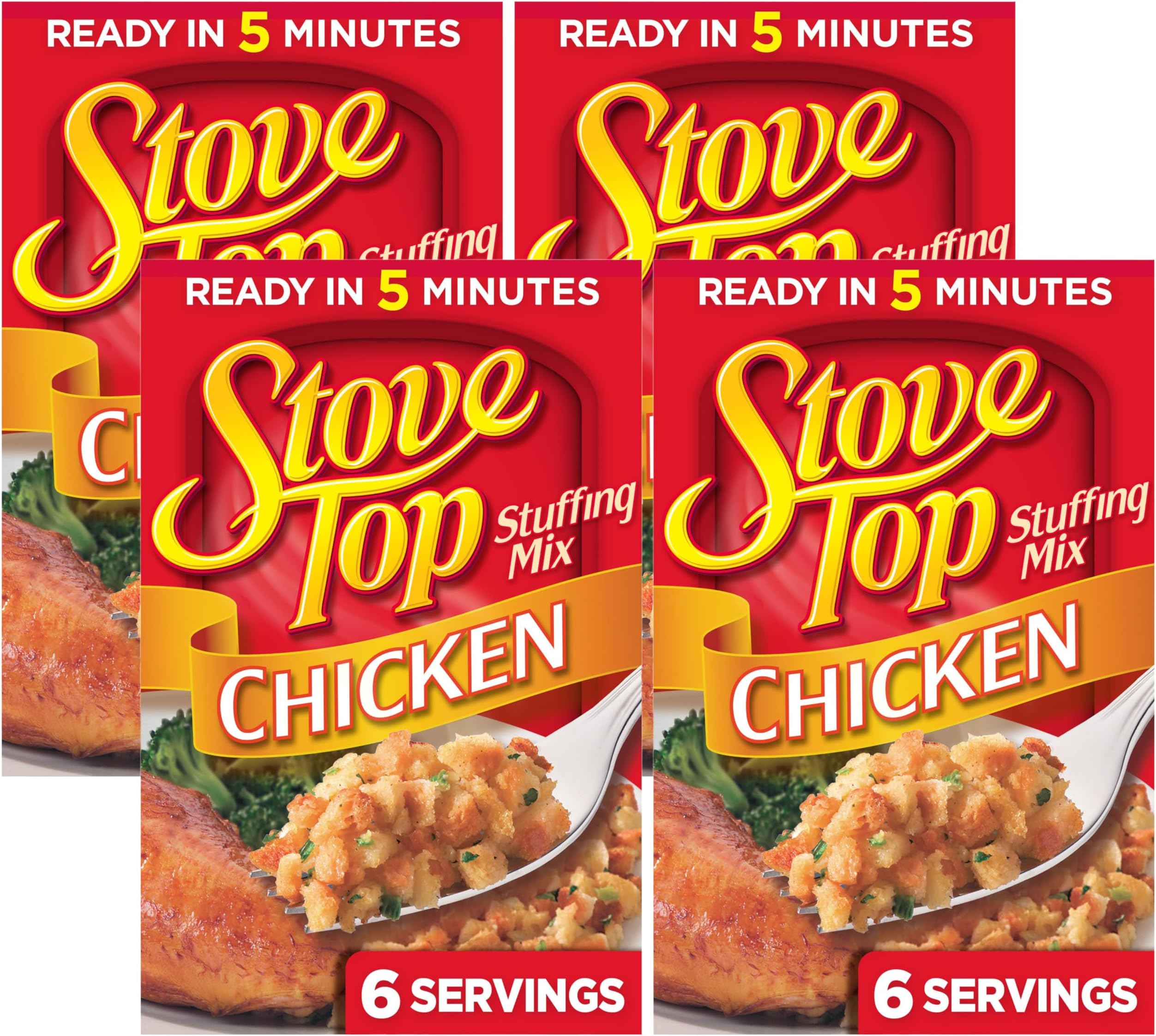Stove Top Stuffing Mix Box, for Dinner Sides and Thanksgiving Dinner, Chicken, 6 oz (Pack of 4)