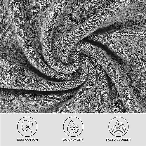 Miniatura 2 de Homes Perception - Juego de 8 toallas de lujo, 2 toallas de baño, 2 toallas de mano, 4 toallas pequeñas, 21.16 ozm (gris carbón)