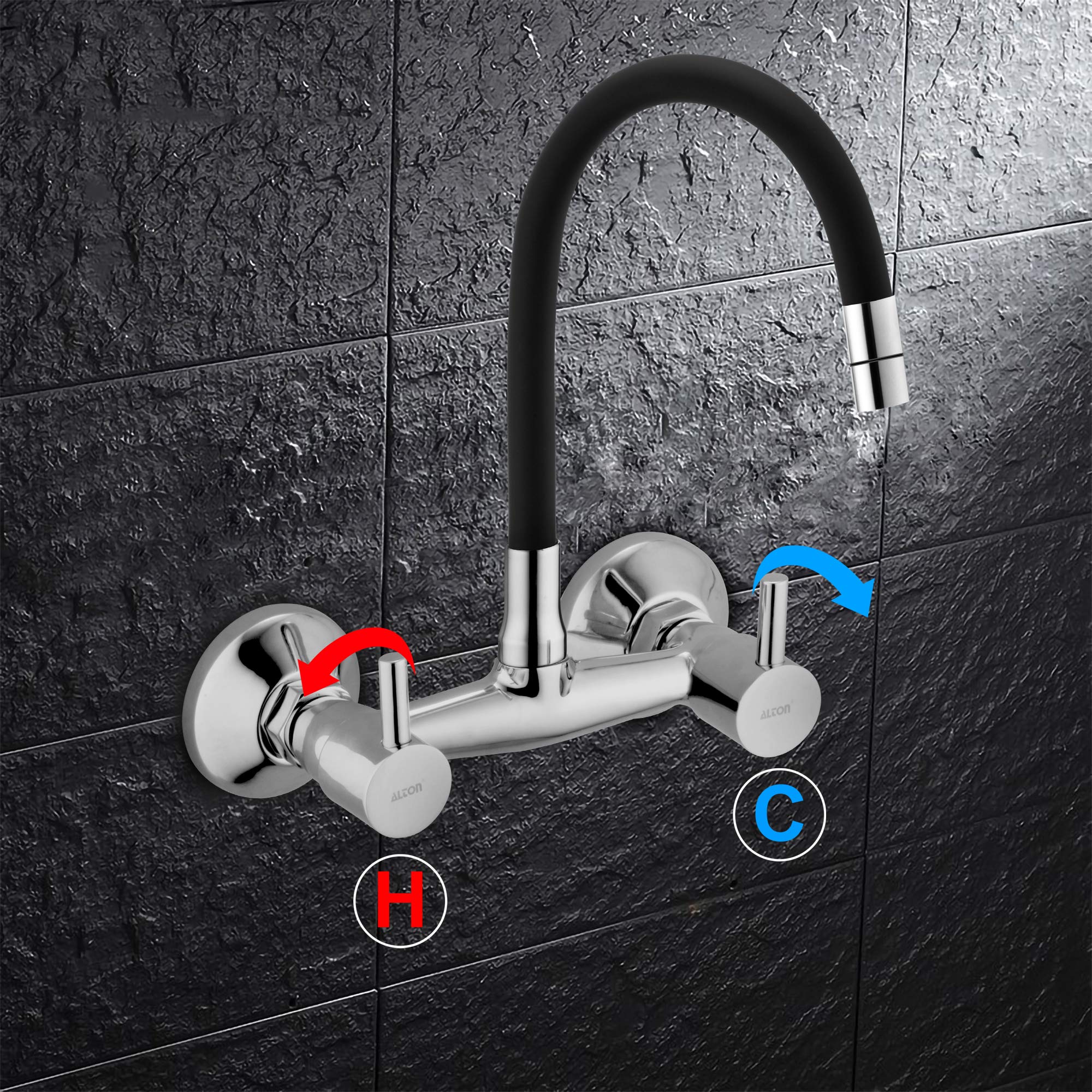 ALTON GRC3840, Brass, Sink Mixer with Flexible Swivel Spout, Chrome Finish 2