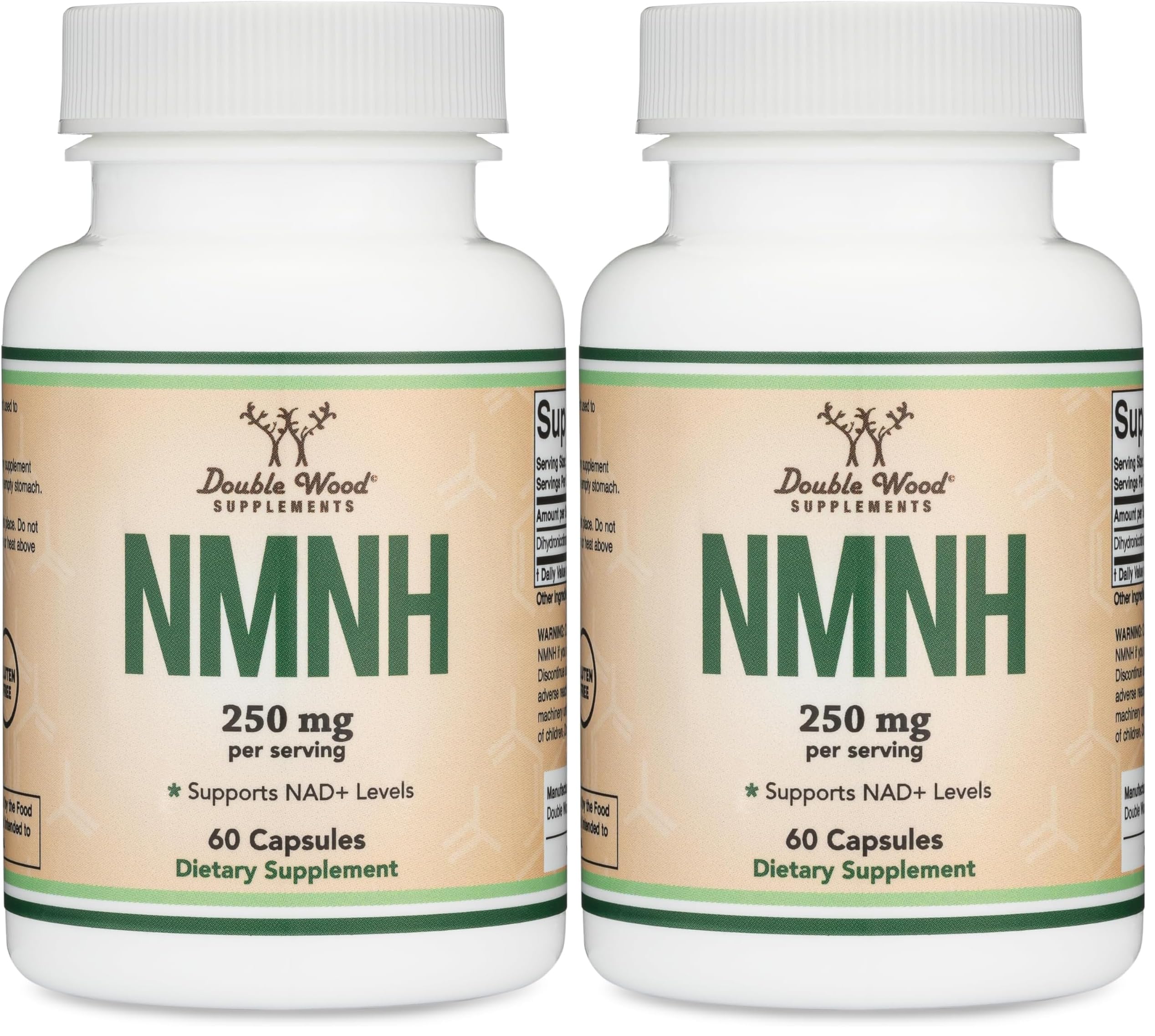 NMNH (NMN Supplement Alternative) Only Clinically Studied Ingredient - Boosts NAD+ Levels for Anti Aging and Cell Regeneration by Double Wood (Pack of 2) 60 Count (Pack of 2)