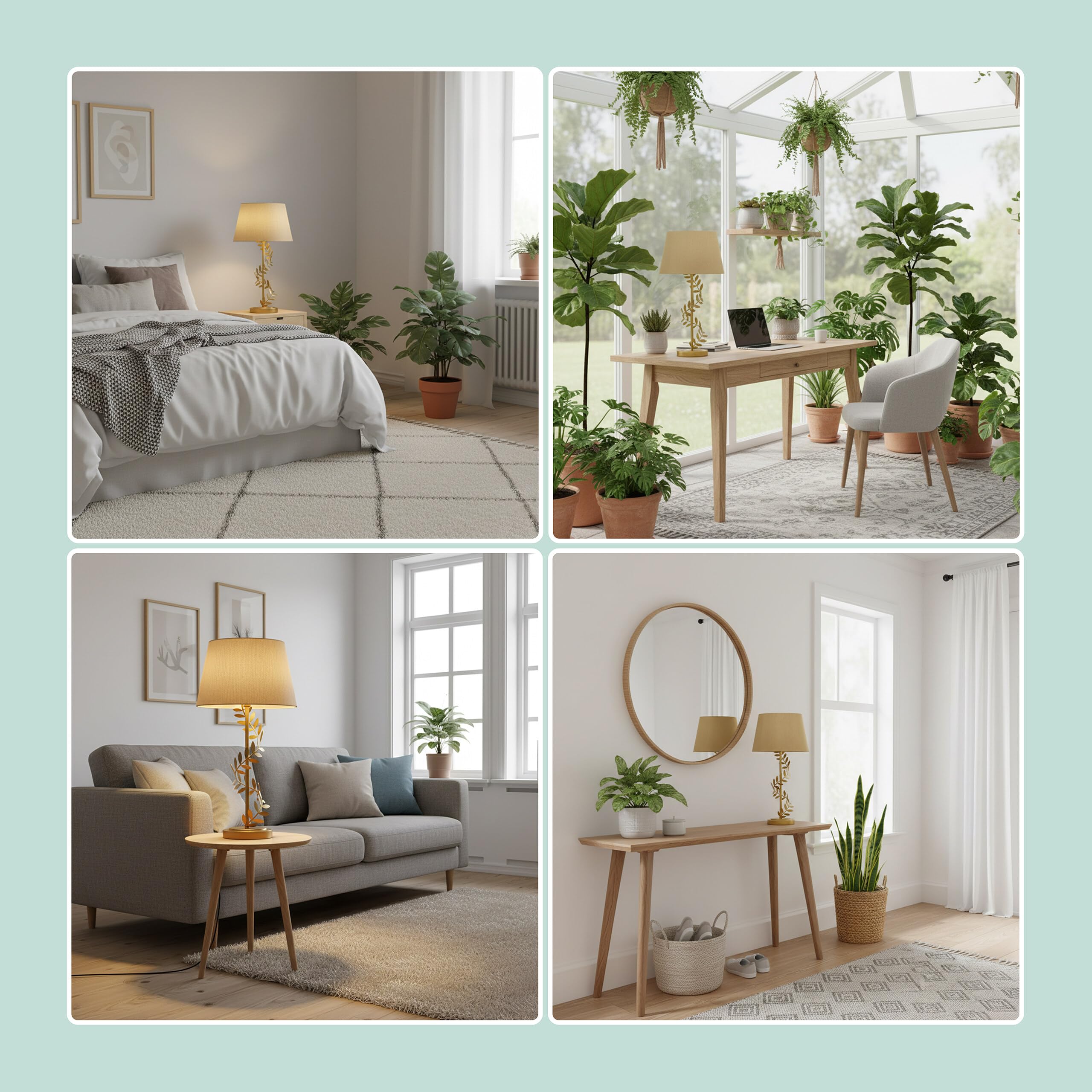 Relaxdays Lampada da Tavolo, Base in Metallo, Paralume in Tessuto, E27, HxD: 55x27 cm, Oro