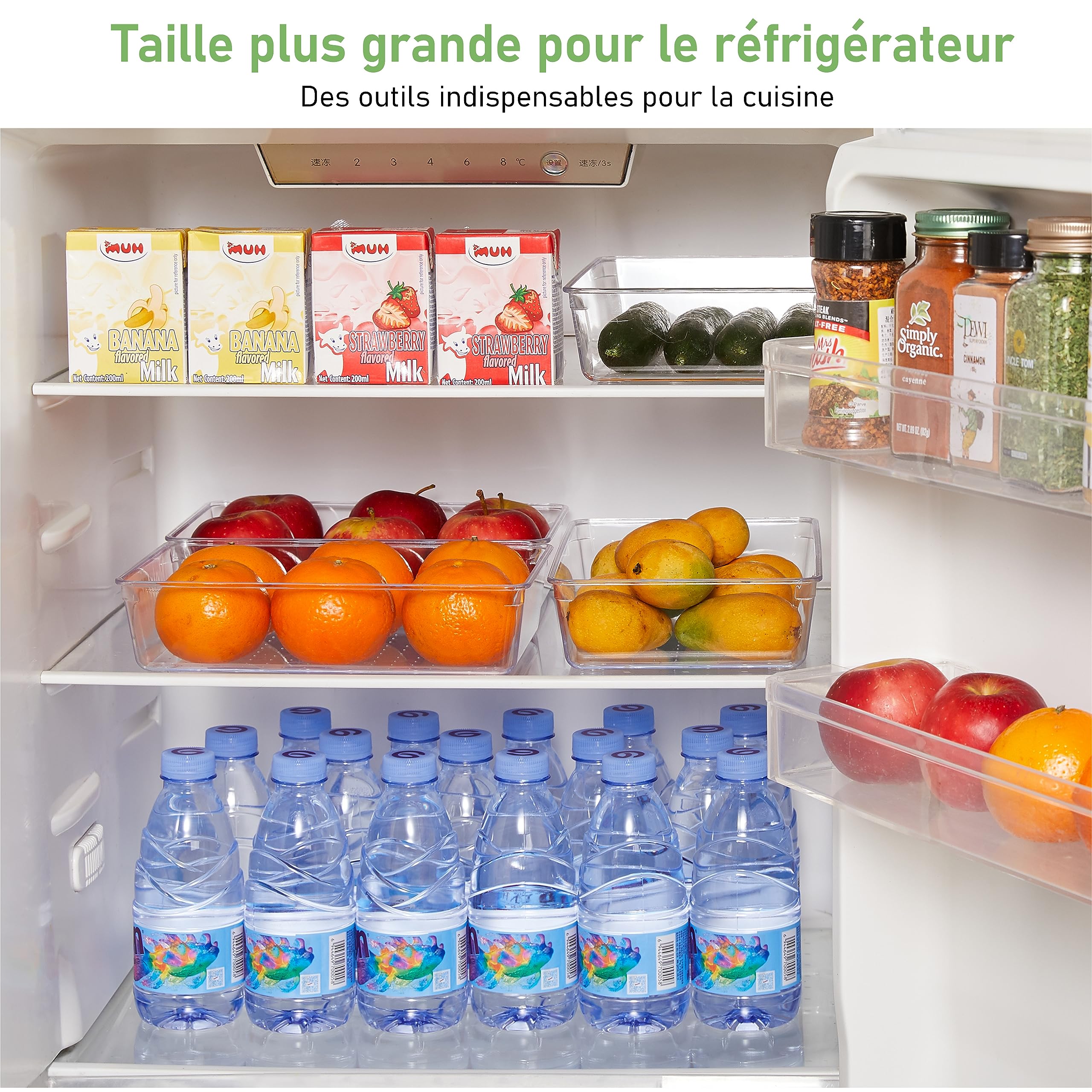 Lot de 8 Organisateur Tiroir Salle de Bain, Grande Taille 23cm, Boite Rangement Plastique Tiroir Cuisine Transparent, Rangement Coiffeuse Tiroirs pour Maquillage, Couverts, Bureau Organiseur de Tiroir