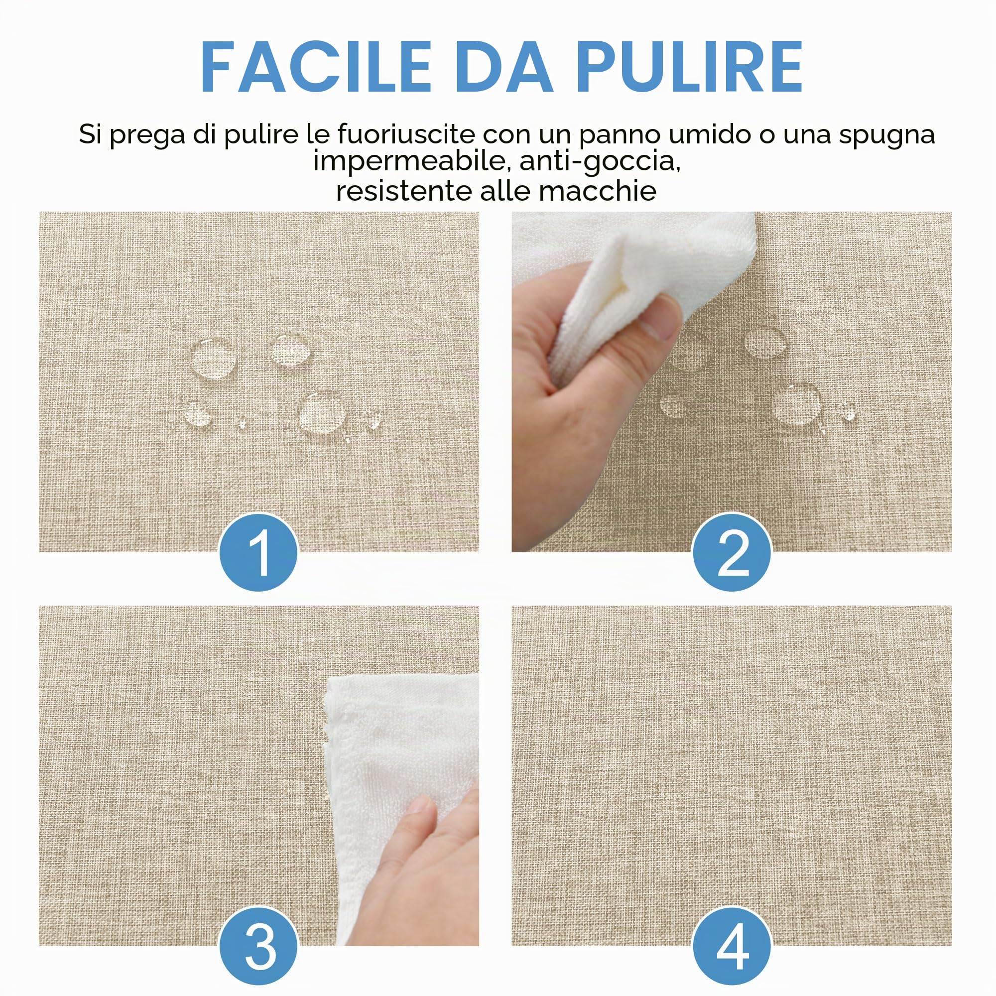 DWCN Tovaglia Antimacchia 160x320cm Rettangolare in Finto Lino Lavabile Impermeabile per Protezione Moderna Interno Tavolo, Giardino Esterno, Sala da Pranzo, Feste Matrimoni, Natalizia, Lino Beige