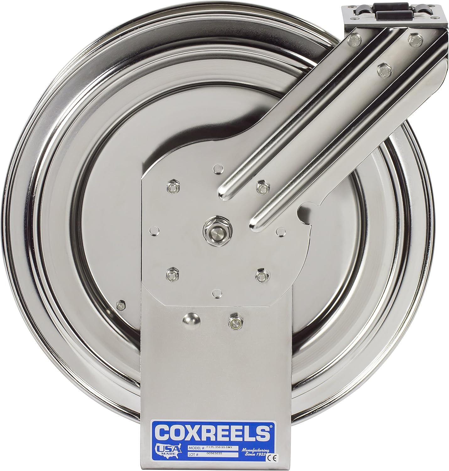 🔥 Crazy Deals Coxreels P-LPL-425-SS Stainless Steel Spring Rewind Hose Reel: 1/2 I.D, 25' Hose Capacity, Less Hose, 300 PSI, Stainless Steel