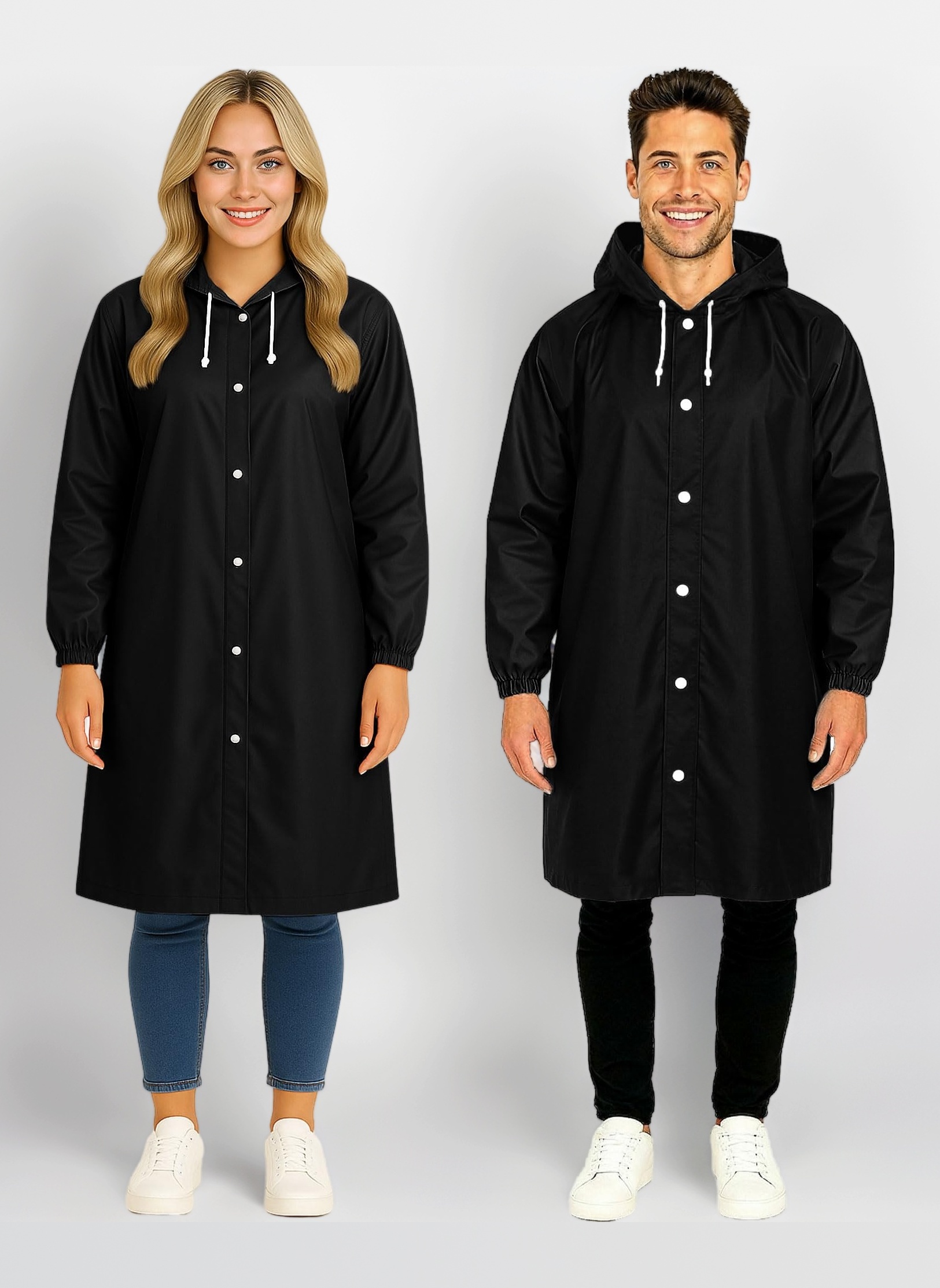 2 Pack of Rain Ponchos - Long Rain Poncho Waterproof Adult Raincoats with Hood - Reusable Rain Coats for Women or Rain Coats for Men -Packable Rain Jacket for Festival Accessories
