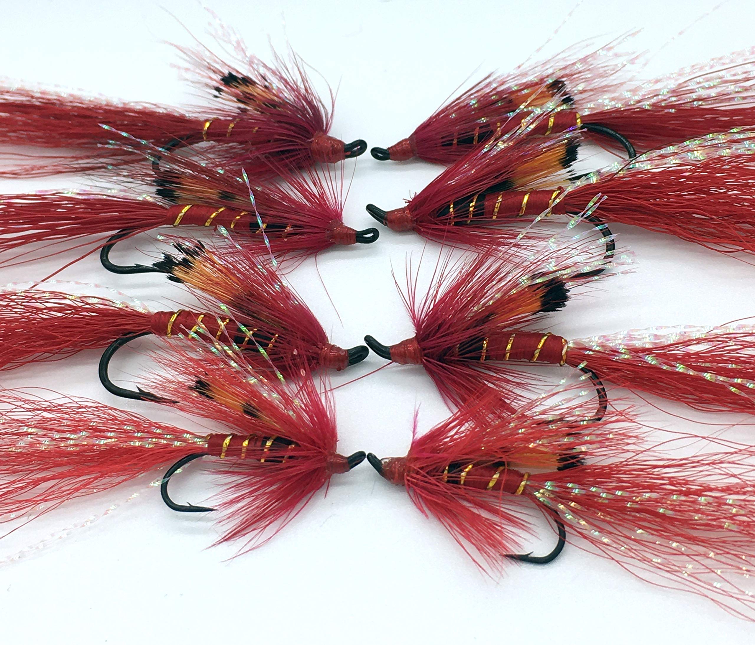 Fly Fishing Salmon Flies ALLYS RED singles sizes 6-12 Pack of 8 flies PACK #183
