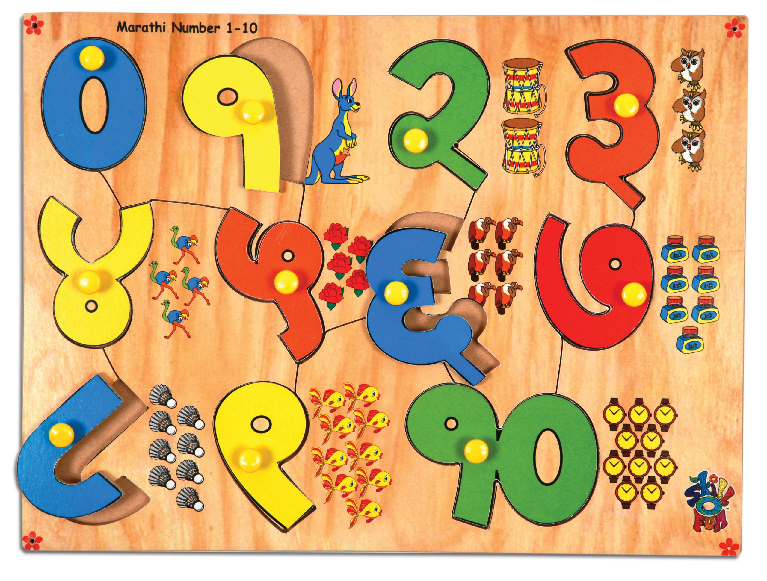 Skillofun Marathi Number Picture Tray, Multi Color