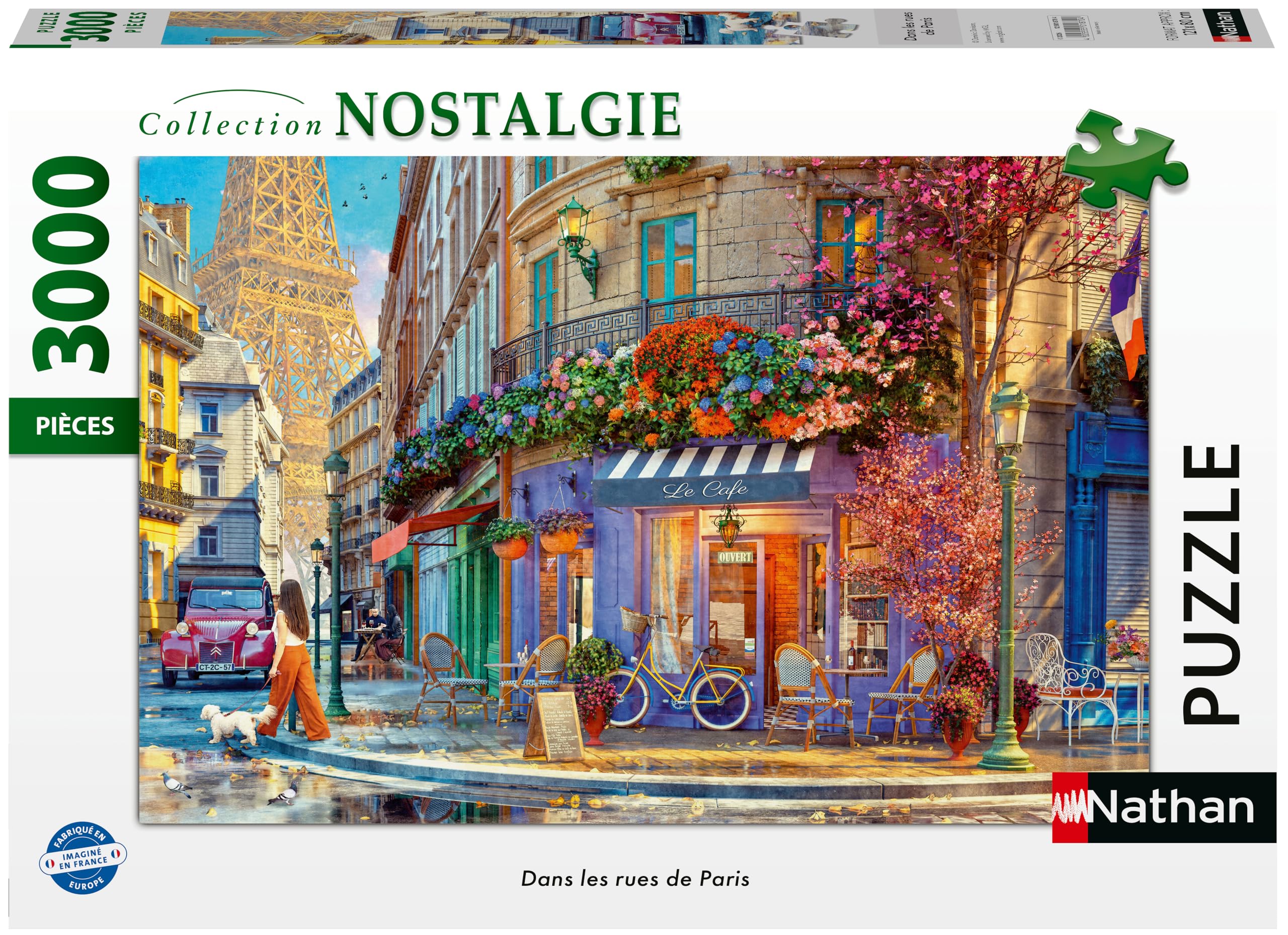 Nathan – Puzzle 3000 Teile – in den Straßen von Paris – Erwachsene und Kinder ab 14 Jahren – Premium-Puzzle – perfekte Integration – Nostalgie-Kollektion – 12001870