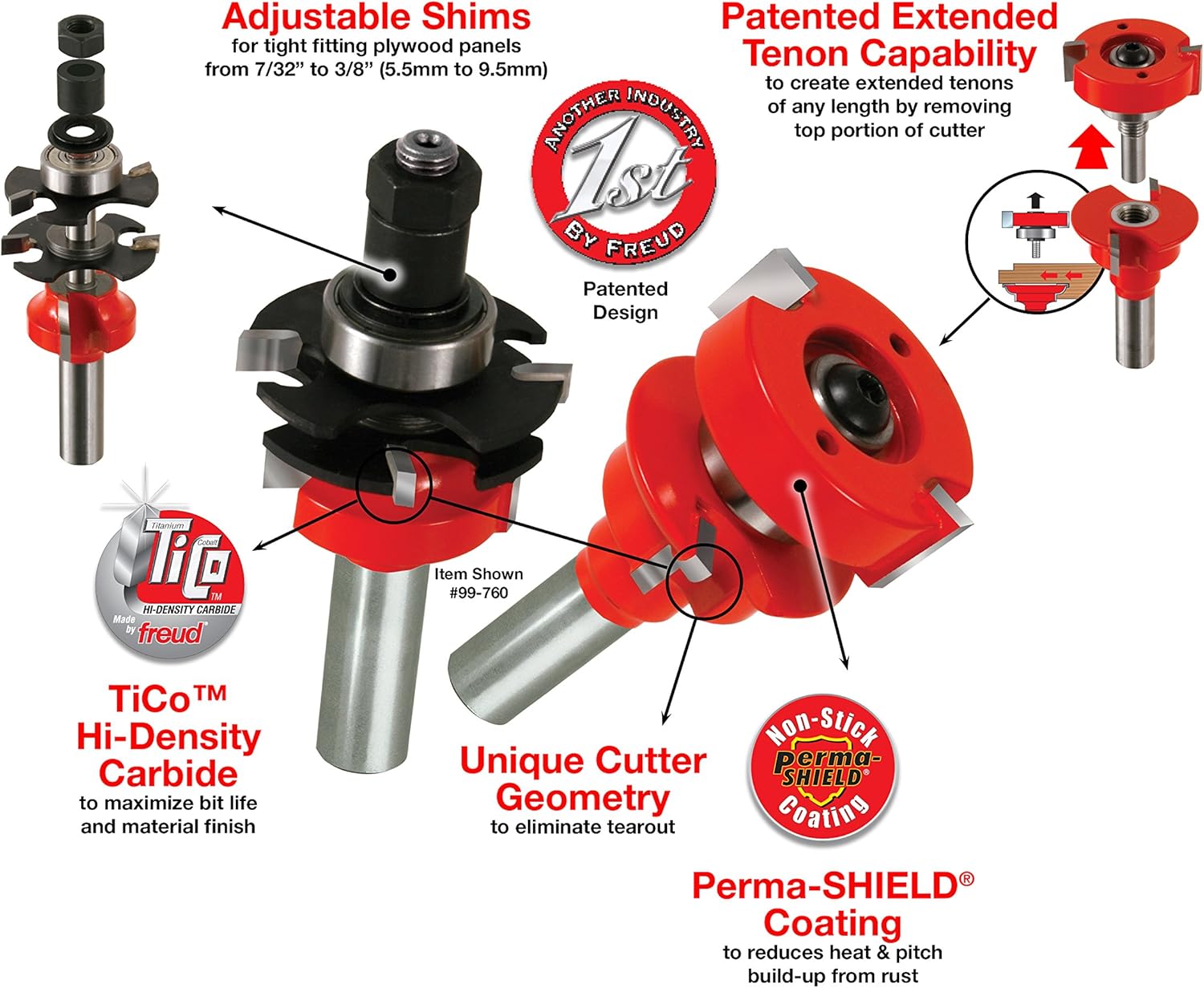 Black Friday - 40% OFF Freud 99-763 New Premier Adjustable Rail & Stile Router Bit System, 1/2-Inch Shank, Multi, One Size