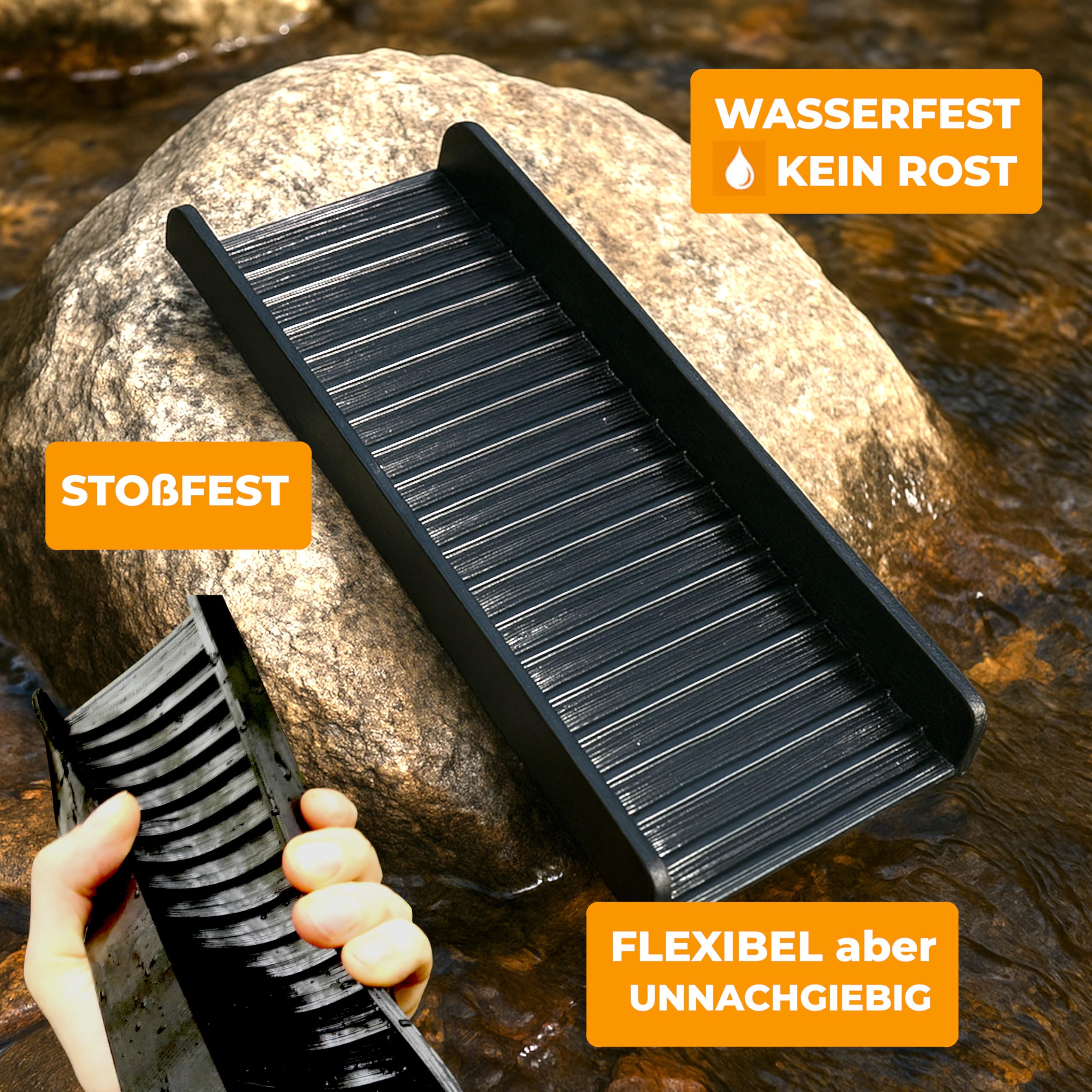 Micro Miner, Pocketsluice, Mini Goldwaschrinne, Robuste und Leichte Sluicebox für Abenteuer Unterwegs