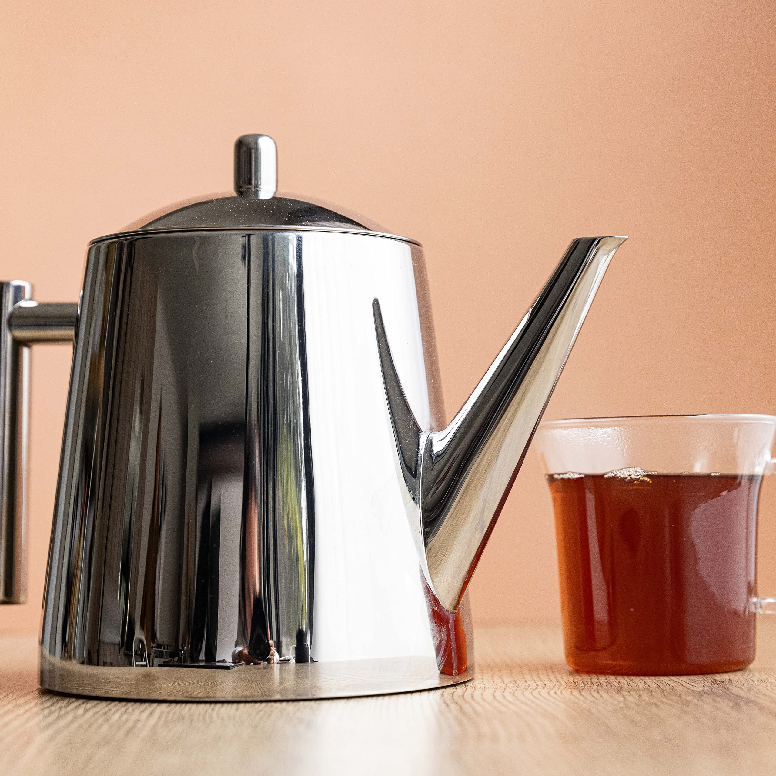 La Cafetière Théière avec infuseur en acier inoxydable 1,5 l, 8 tasses (argent)