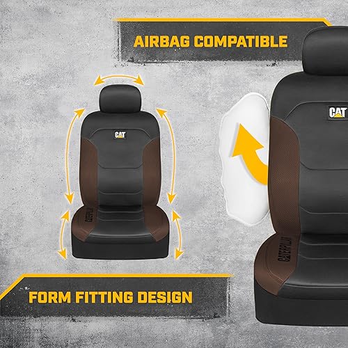 Miniatura 10 de Cat Flexfit Fundas de asiento automotriz para automóviles, camiones y SUV (juego de 2)  Fundas de asiento de coche negras para asientos delanteros,