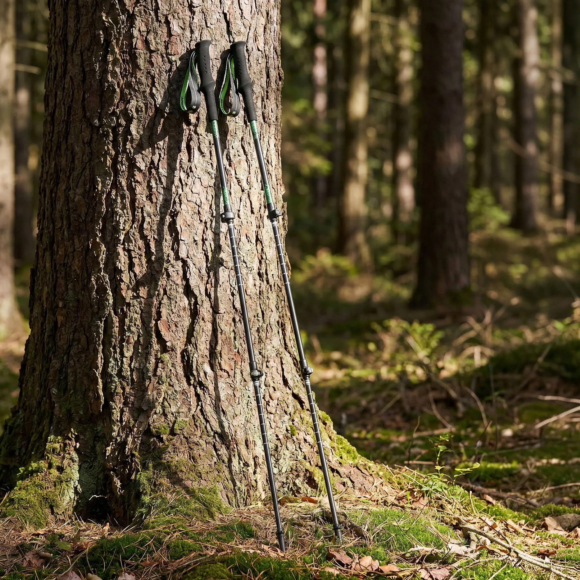 KADVA Torre Wanderstöcke Carbon verstellbar faltbar Trekkingstöcke Grün | Teleskop-Stöcke mit Quick-Lock, 65–135 cm, EVA-Schaumgriff & austauschbaren Tellern – nur ca. 200 g je Stock, für Bergtouren