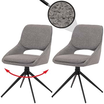 Mendler HWC-N73 - Juego de 2 sillas de comedor giratorias (540 g/m²), color gris