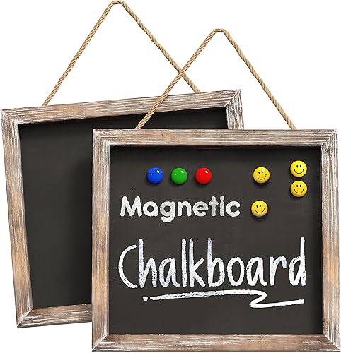 Barnyard Designs Cartel magnético colgante de pizarra Tablero de presentación decorativo rústico para oficina, suministros escolares, cocina,