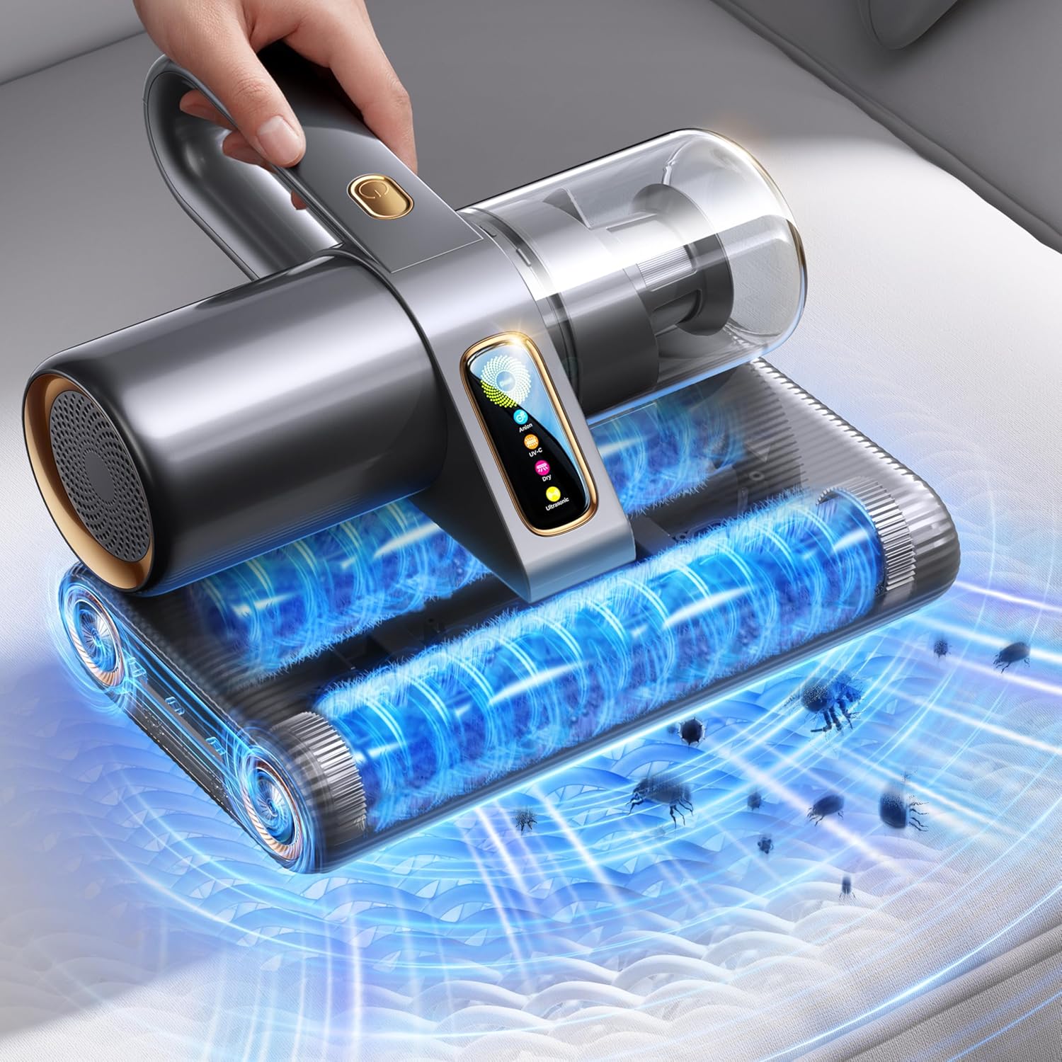 PureMatt Pro 35Kpa Max Suction AI Mattress Vacuum [100% Allergen, Dust & Pet Hair Removal] Bed Vacuum Cleaner with UV Lights, Ultrasonic, HEPA Filter & Sensor, for Bed, Sofa, Carpe...