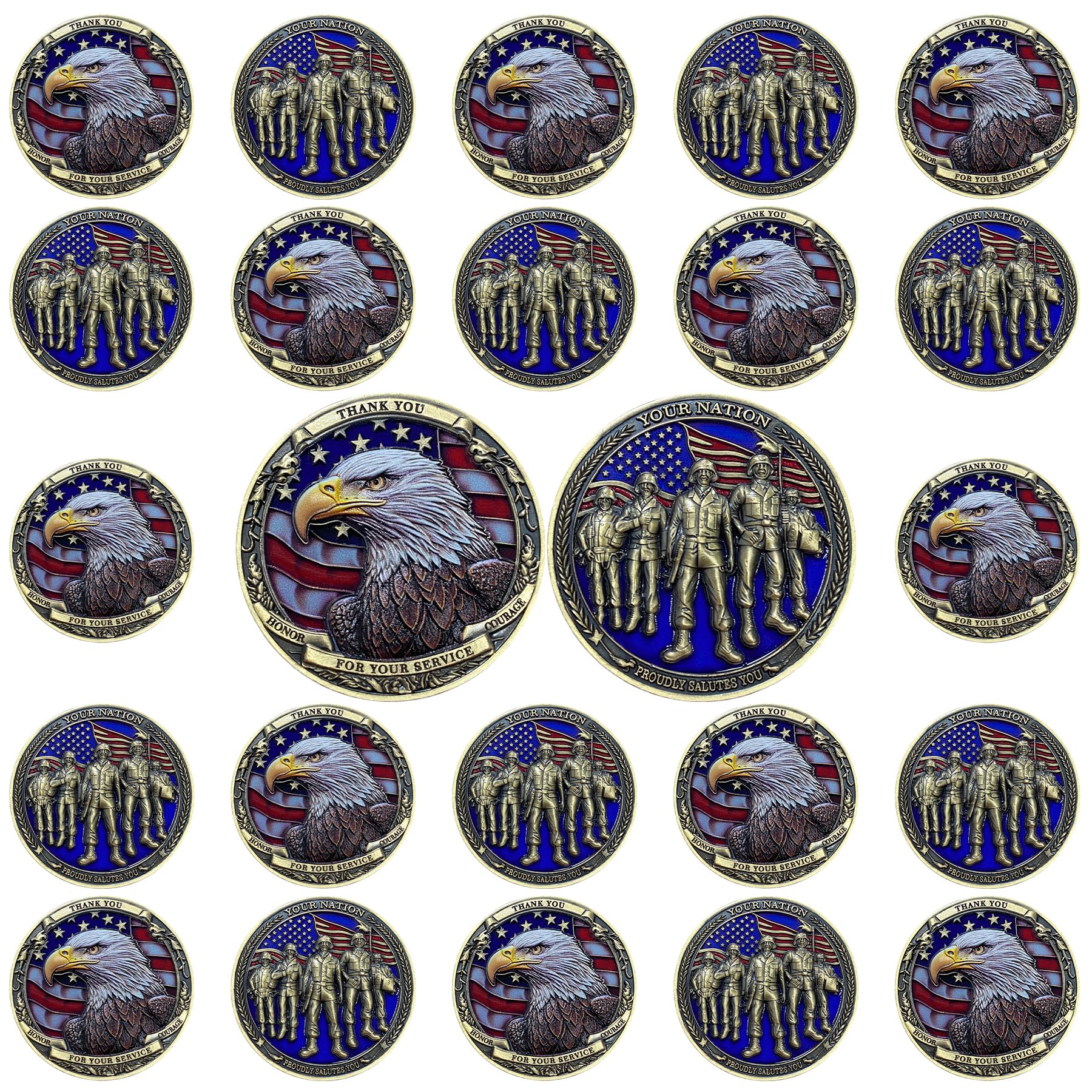 24 Pcs Military Challenge Coins - Veteran Appreciation Commemorative Coins