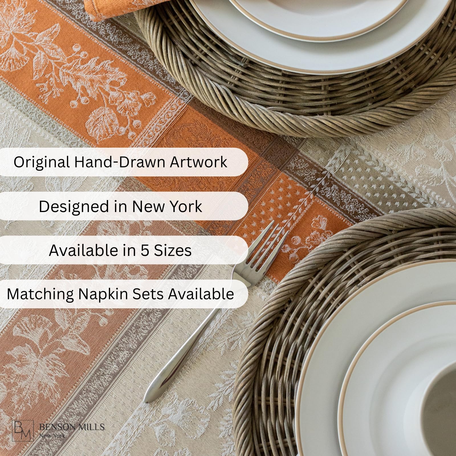 Terracotta Harvest Tablecloth - 60"x 120" -5