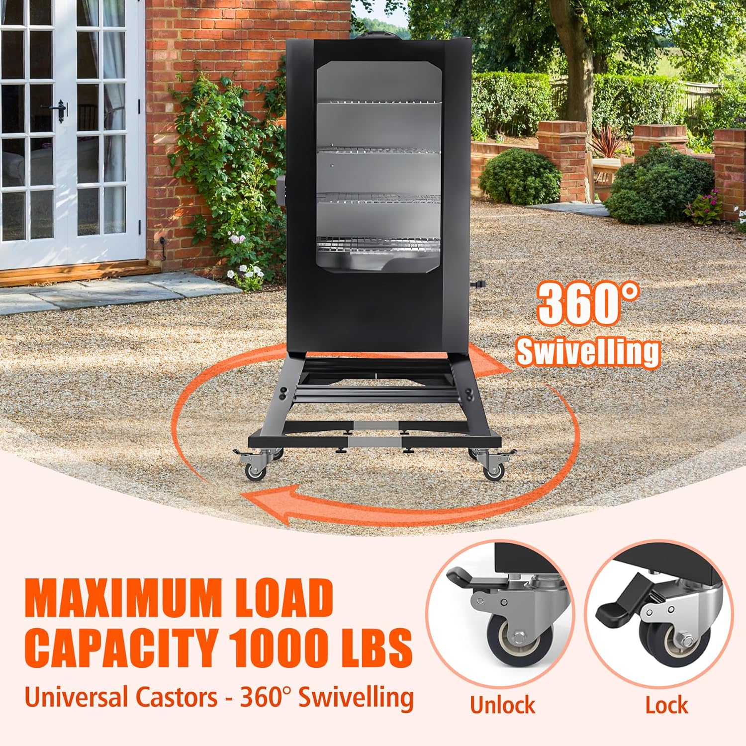 Portable Smoker Stand with Heavy-Duty Wheels