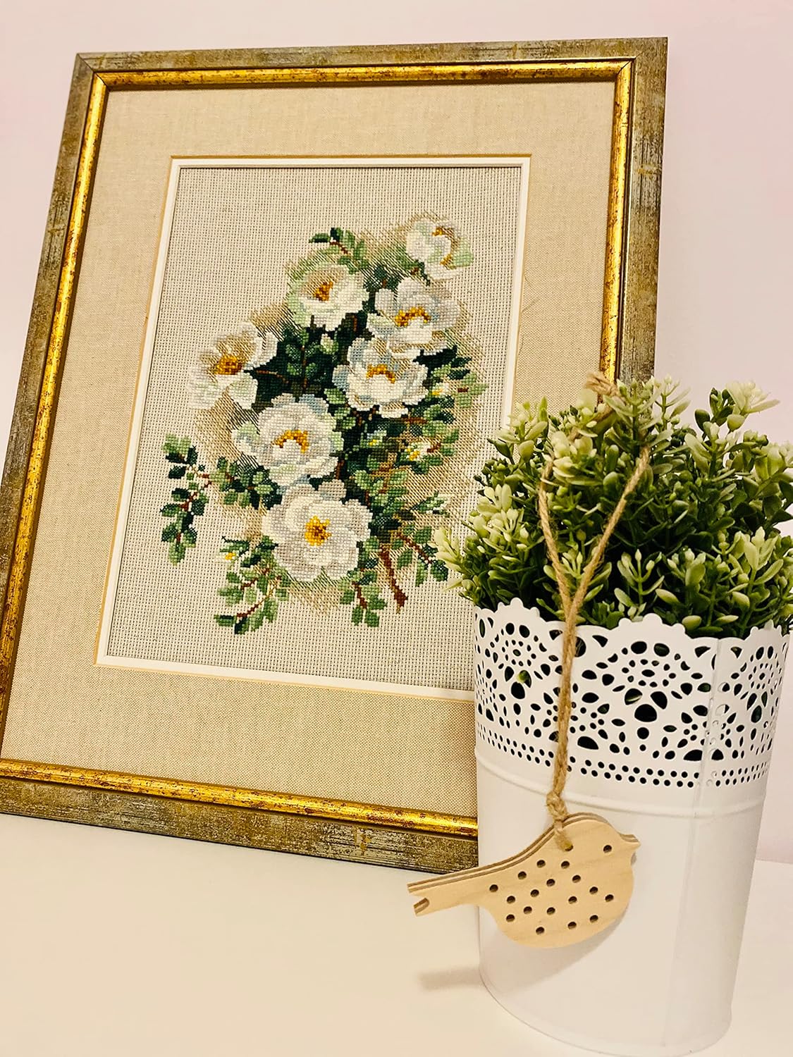 RIOLIS - White Briar 1351, Floral Cross Stitch Kits 8.25"X11.75", Cross Stitch Kits for Beginners & Advanced, Crossstitching Kits Adult, Counted Stitching Kits, Flowers Embroidery Kit