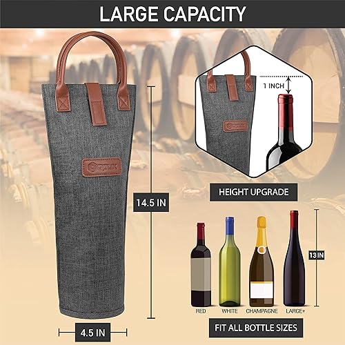 Miniatura 3 de opux Bolsa de Vino para Botella Individual, Bolsa Térmica Aislada para Transporte de Vino para Picnic en la Playa, Estuche Portátil Térmico