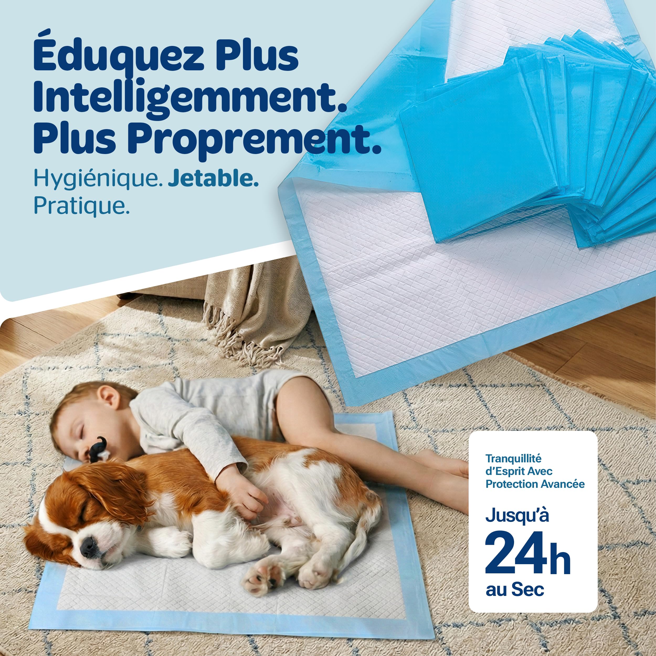 PORTENTUM Alaise pour Chien 90x60 cm 100 unités – 6 Couches absorbantes antifuite – Tapis Absorbant Chien Anti-odeurs
