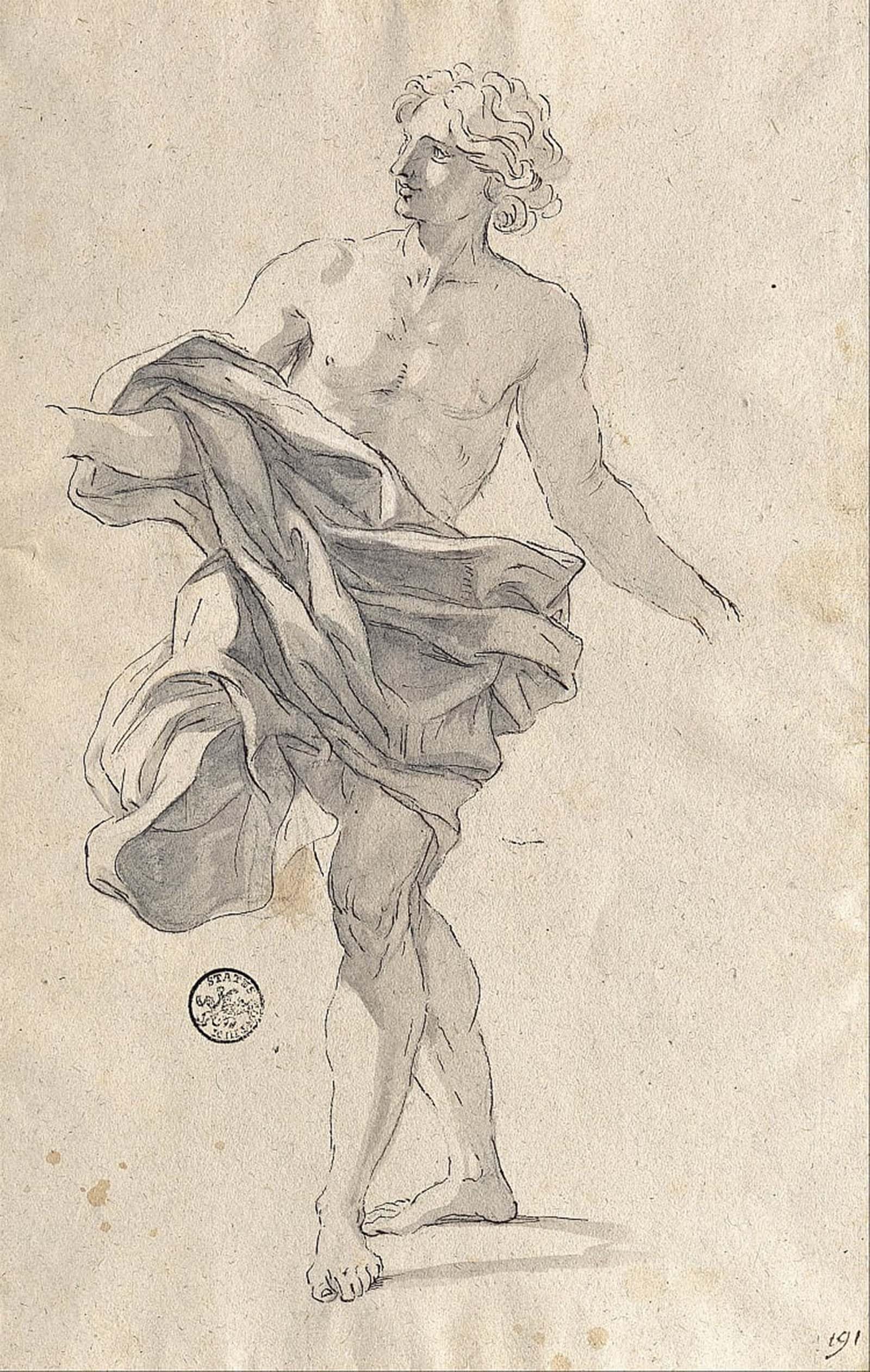 SERENDIPITP Vintage Picture Print on Canvas Wall Art Poster Study for a Young Man Dancing by Battista Gaulli Artwork Print Poster for Wall Decor 60x90cm