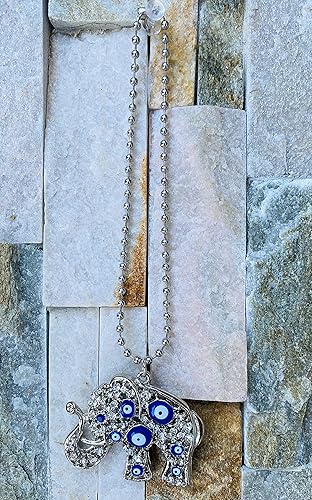 Miniatura 4 de LUCKBOOSTIUM Elegante adorno colgante de elefante plateado en cadena de bolas, dije y signo de buena suerte y bendición, accesorios decorativos para