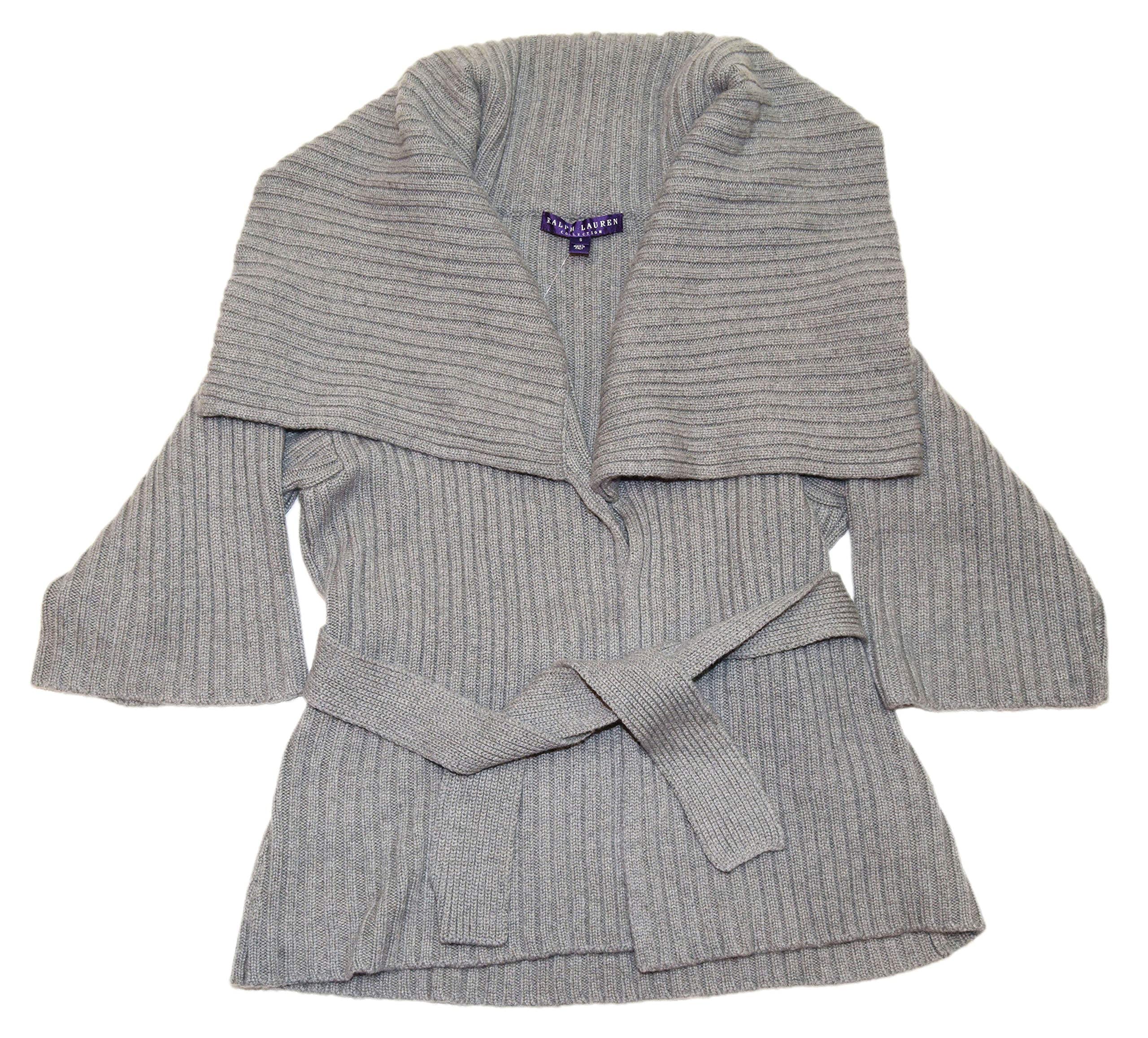 Polo Black Label Womens Cashmere Shawl Sweater Cardigan Italy Gray Large $1898