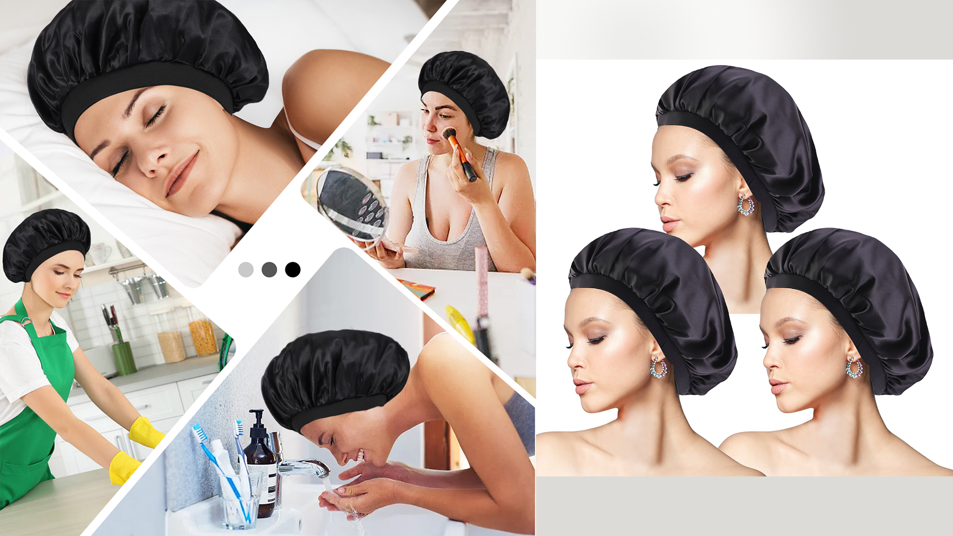 Cuffia Da Notte In Seta Kiiwah - Berretto Regolabile Per Capelli Ricci - Foto 2