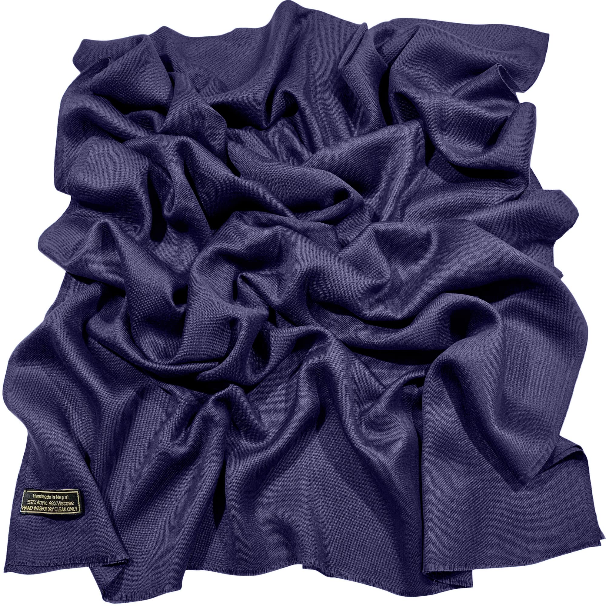Indigo Blue Fringe Solid Colour Nepalese Shawl Scarf Stole Pashmina CJ Apparel