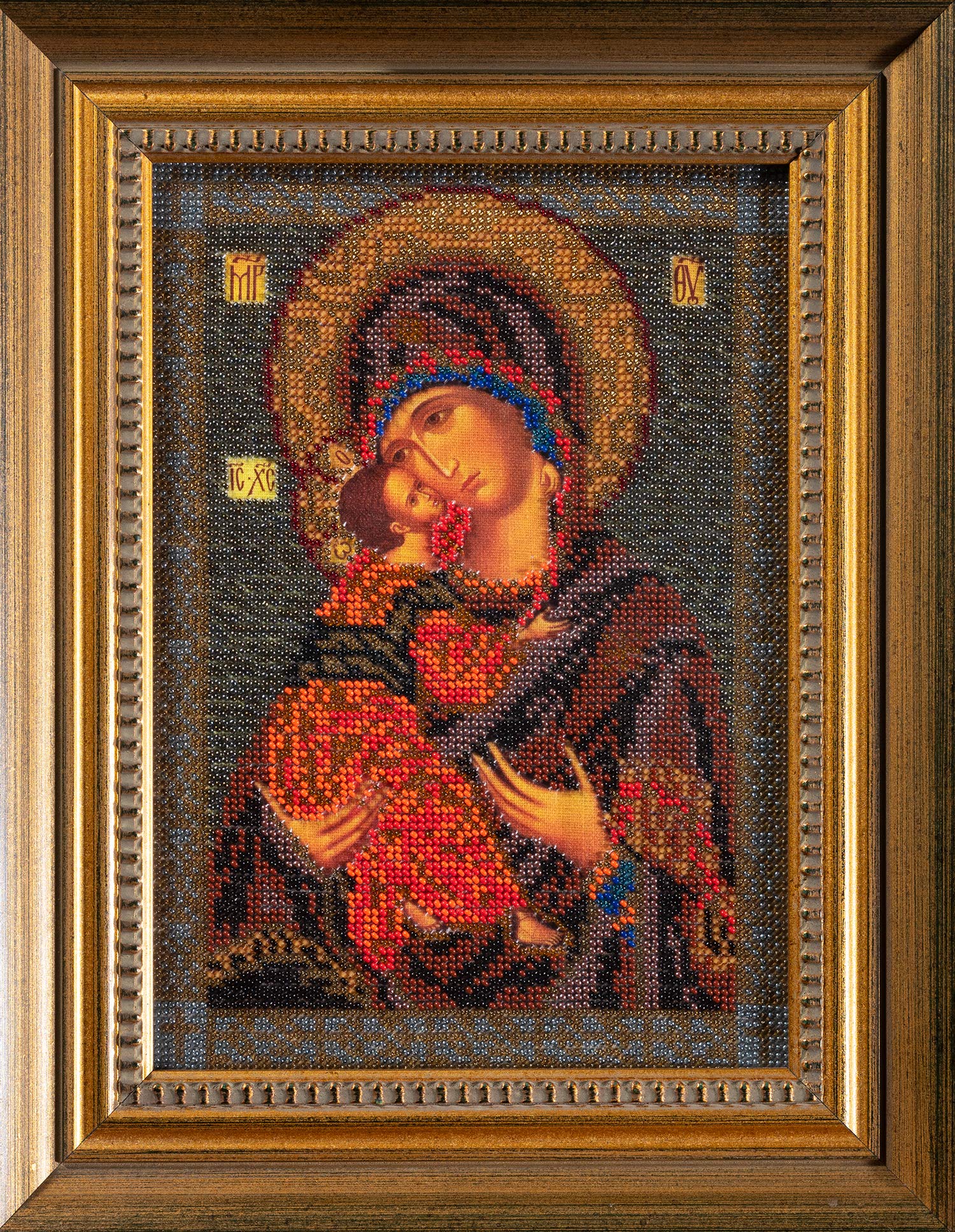 Zestaw do haftowania koralików DIY ikona Matki Bożej Włodzimierza 18 cm x 25 cm kolorowe płótno zestaw koralików przewodnik igły początkujący