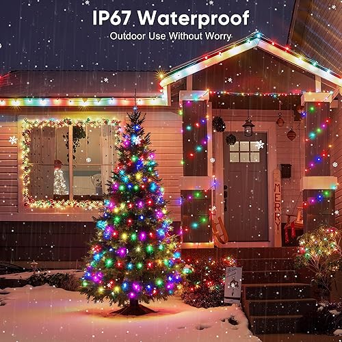 Miniatura 4 de Ollny Luces de Navidad inteligentes de 66 pies, 200 LED, aplicación de luces de árbol de Navidad que cambian de color y control remoto, cadena de