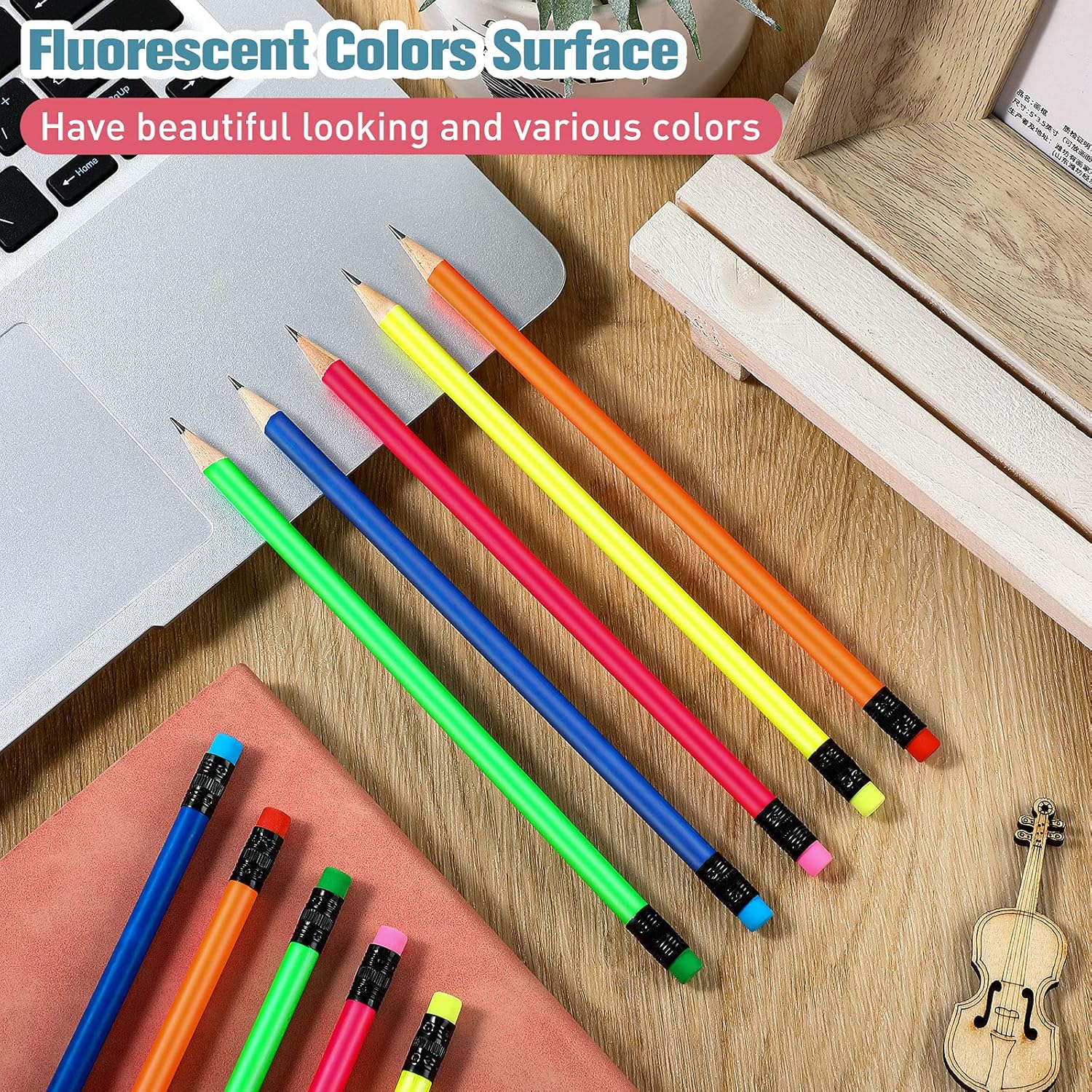Outus Neon Pencils for Kids HB Wood Pencil with Eraser Fluorescent Colored Wood Pencils Colorful Round Pencils Writing Drawing Pencils School Student Reward Supplies (150)