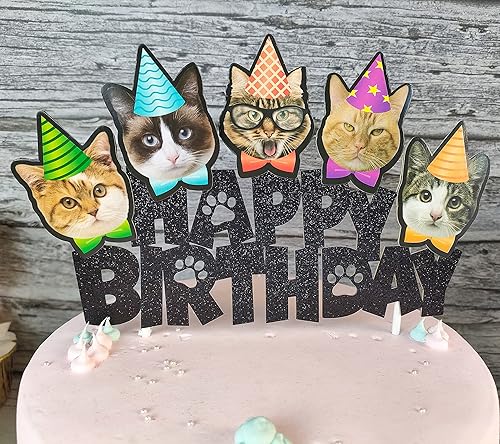 Miniatura 6 de Decoración de pastel de cumpleaños con temática de gato, decoración de pastel para miau, gatito, gato, fiesta de cumpleaños, suministros de baby