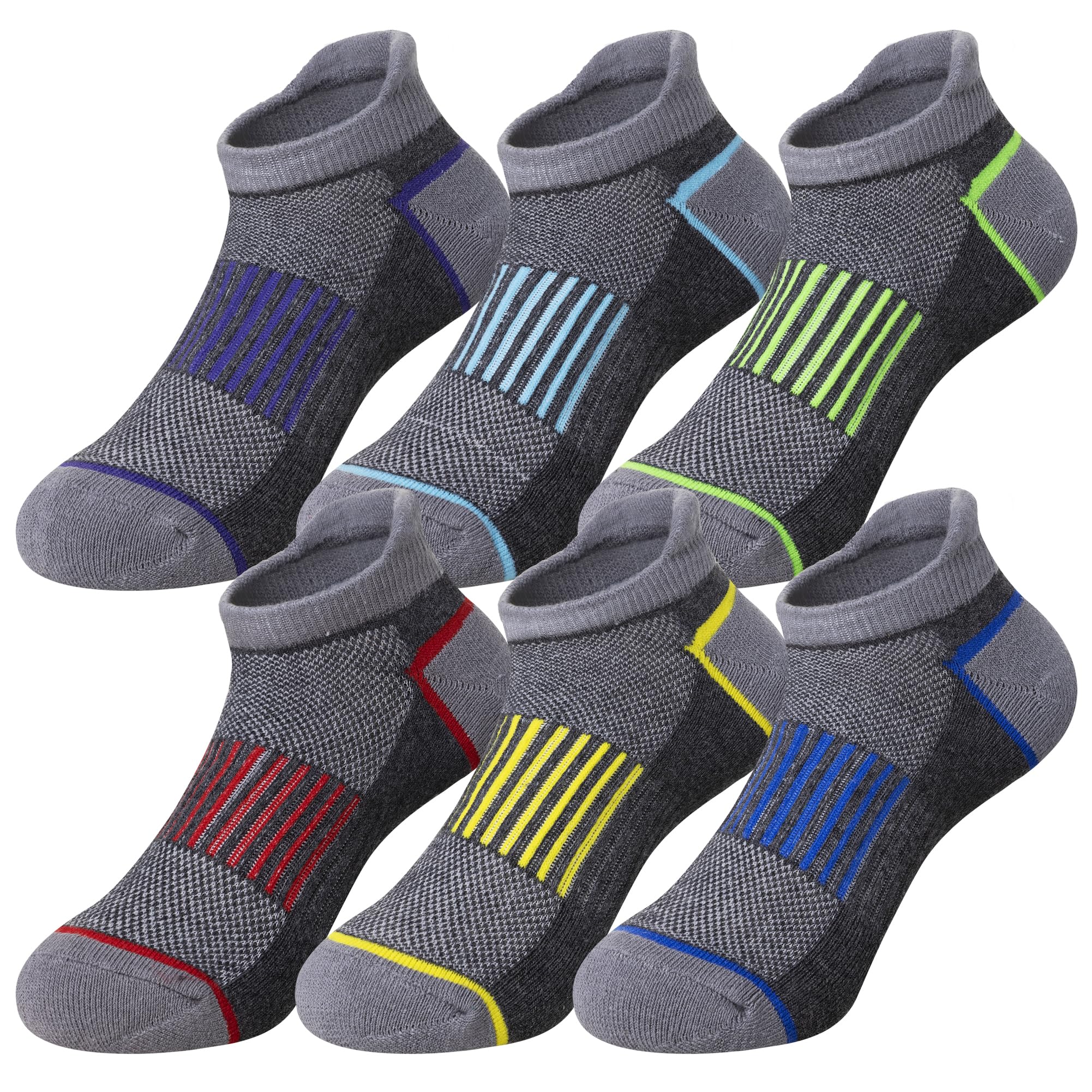 Kids Boys Ankle Socks Low Cut Athletic Cotton Sport Socks For Little Boys 6 Pairs