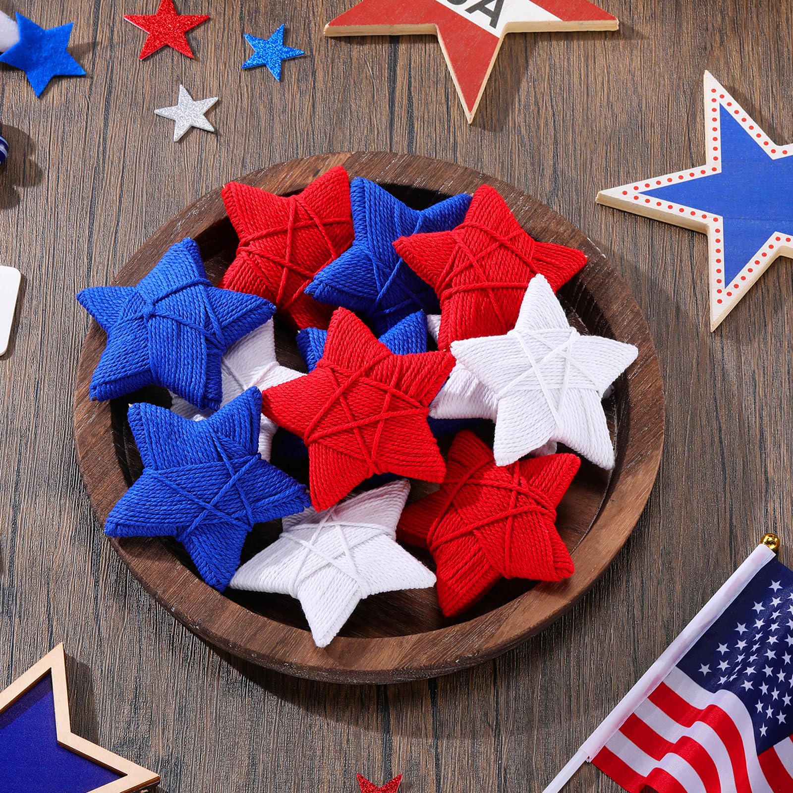 Décorations à suspendre Memorial Day Chunful 12 étoiles tricolores pour fête de l'indépendance