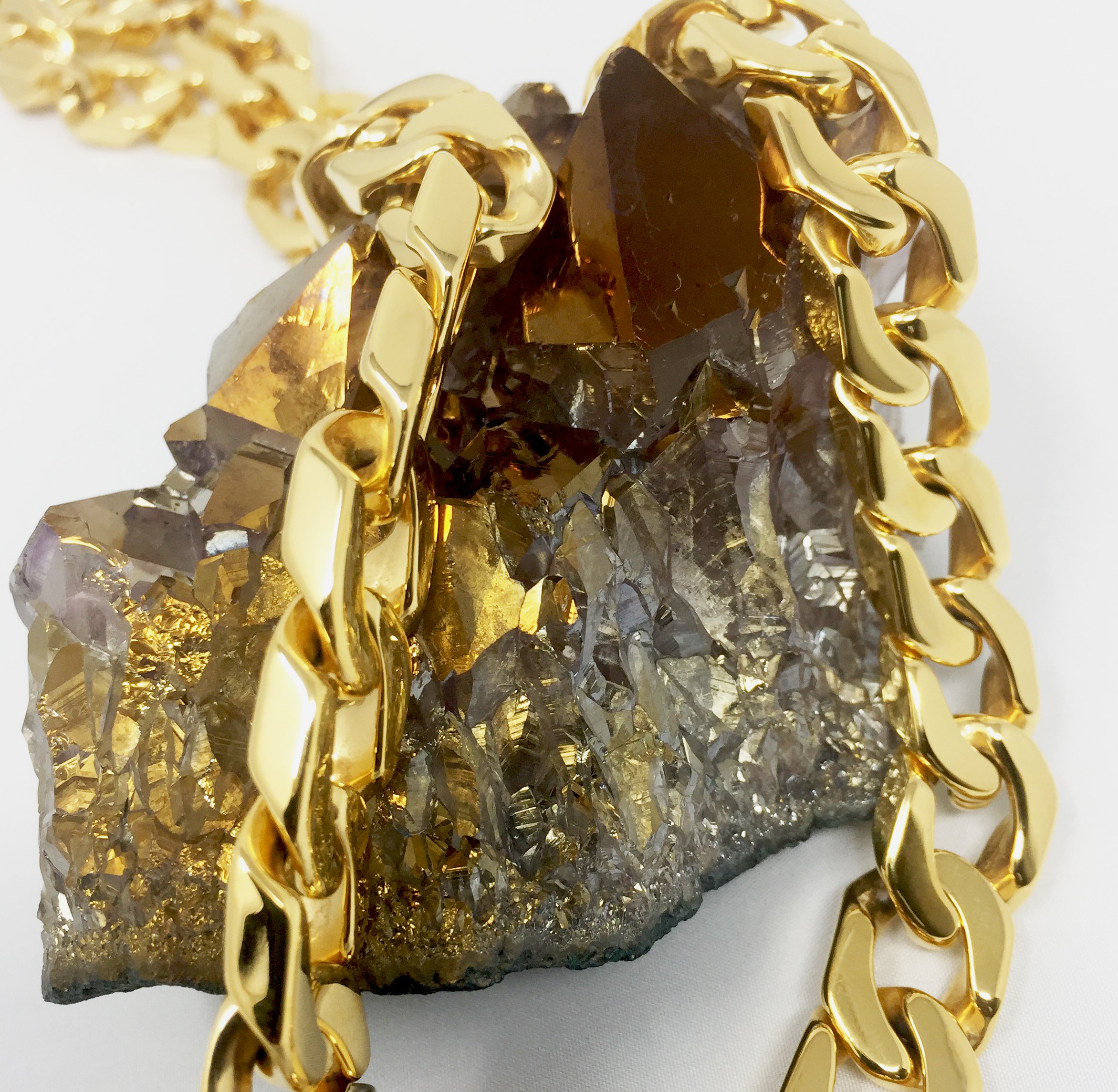 Collana a catena a maglie in oro 24 carati da 14 mm per uomo, taglio reale, chiusura pesante, solida e spessa, prodotta negli Stati Uniti