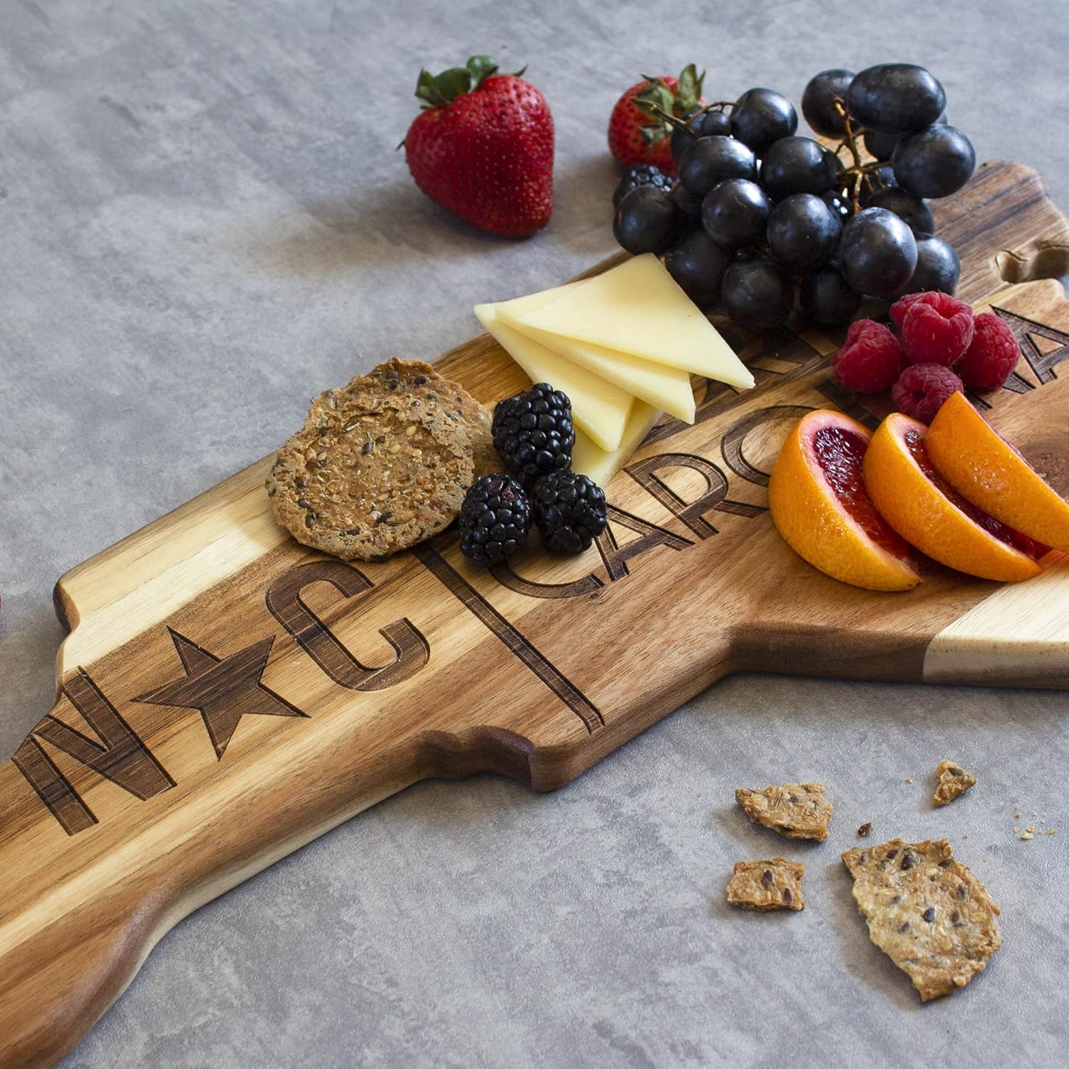 Totally Bamboo Rock & Branch Origins Series North Carolina State Shaped Cutting Board and Charcuterie Serving Tray, Includes Hang Tie for Wall Display 18" x 8" x 0.6" - Image 6