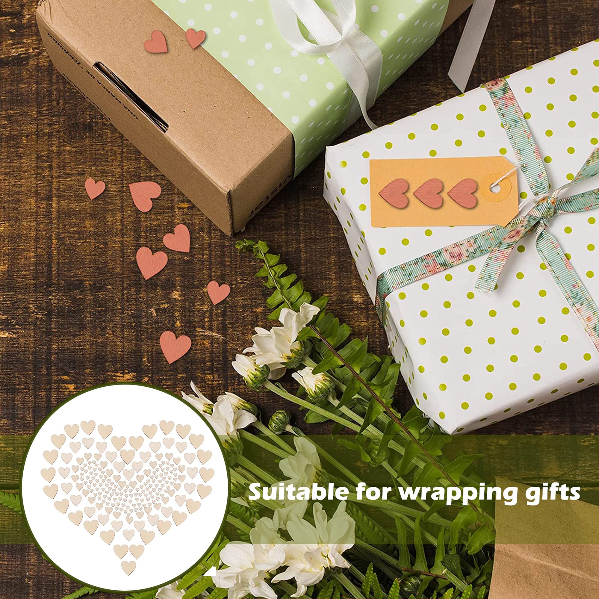 100 Stück Holzherzen Scheiben – 1, 2, 3, 4 Cm, Natürliches Holz, Für DIY Deko, Hochzeit, Weihnachten
