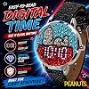 Reloj LED para niños de Snoopy de Peanuts con esfera de cristal y correa de brillantina negra | Pantalla LED brillante, esfera de Snoopy con cristales, resistente al agua y correa ajustable para muñecas de 5.5 a 8.5 pulgadas 5