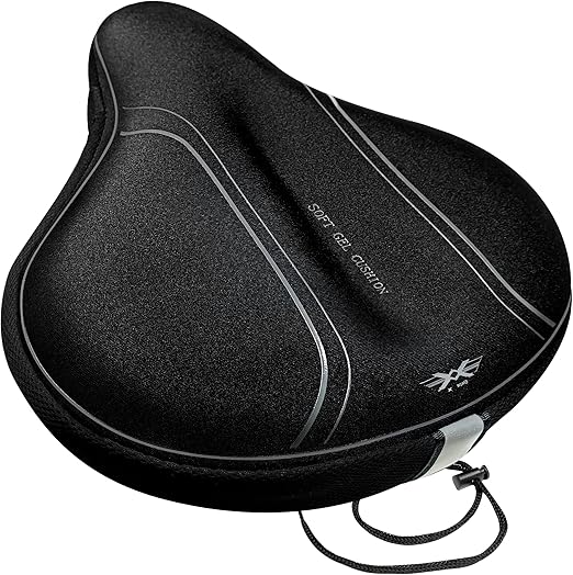 X WING Bike Seat Cover Padded with Memory Foam OR Gel, Bicycle Saddle Soft for Men Women, Comfort Exercise Cycle Seats Cushion Padded Fits Stationary Bikes, Spin, for Indoor and Outdoor Cycling
