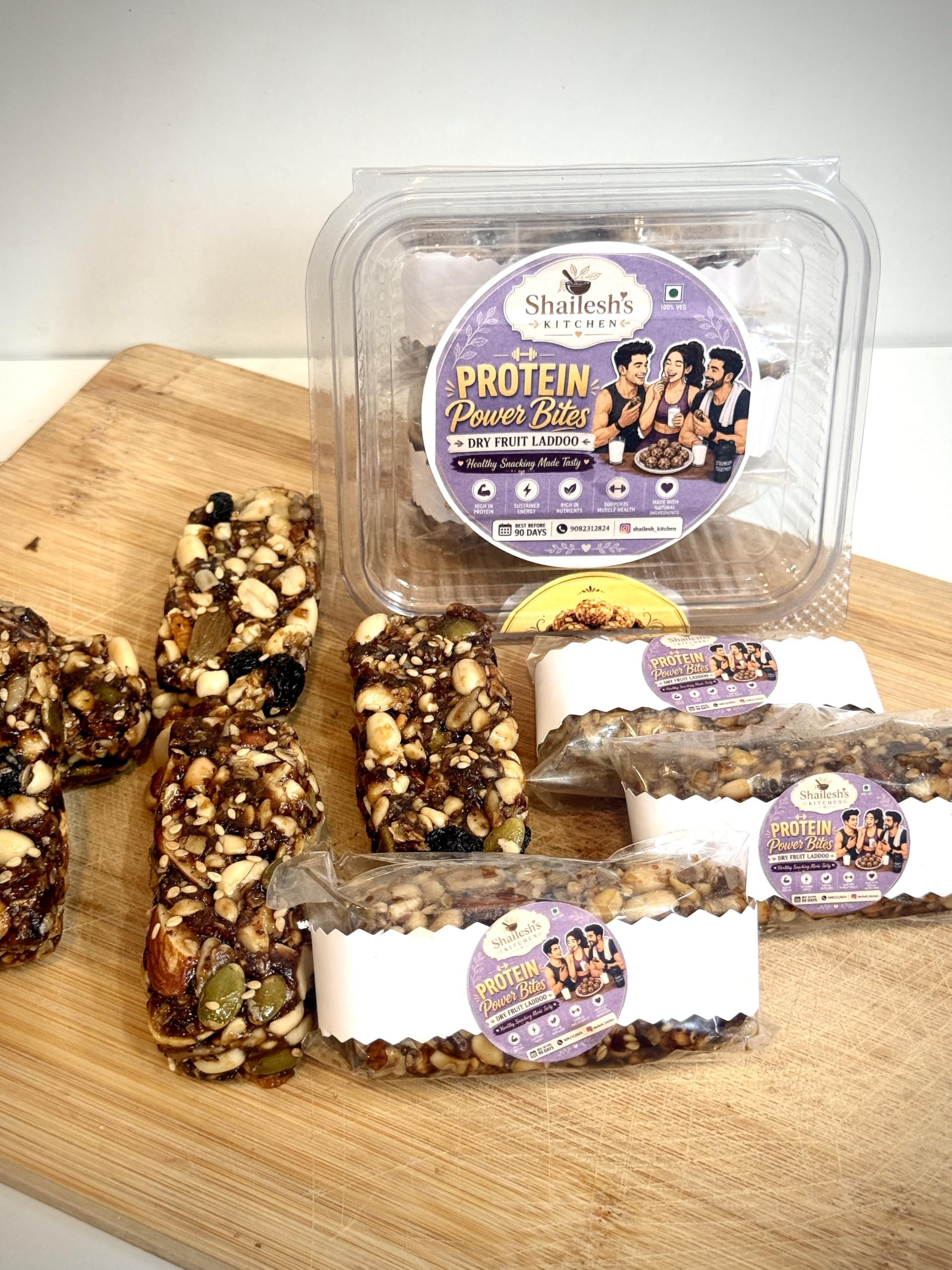 Shailesh Kitchen Protein Power Dry Fruit Bar I Dates Bites Made with Peanut, Oats, Makhana, Pista, Cashews, Almonds, Honey, Jaggery and Pure Ghee I Dry Fruits Nuts, Healthy Snacks Sweets,Gluten Free, No Added Sugar-image-22