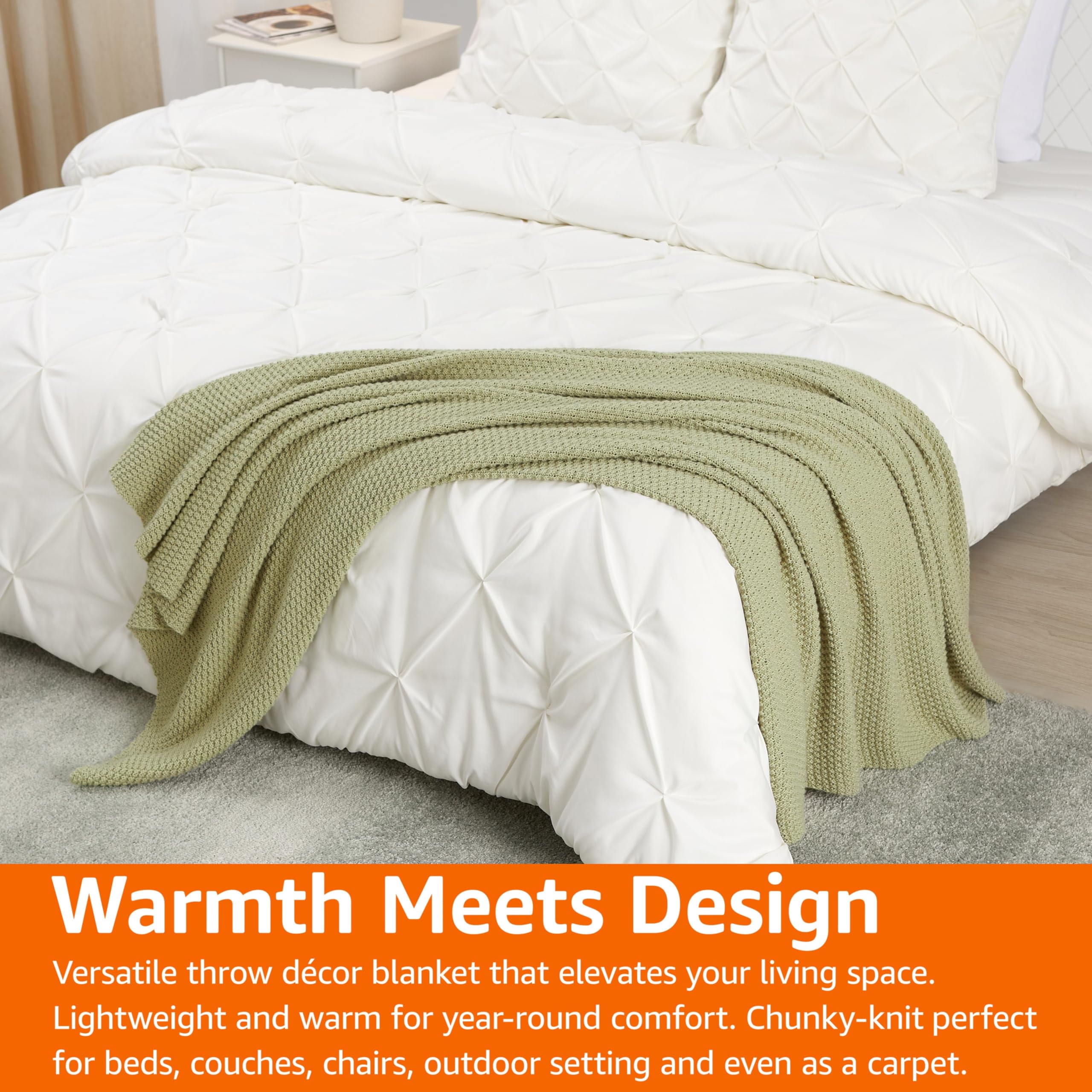 Amazon Basics Koc Dekoracyjny do Pomieszczeń, 127 × 152 cm, Szałwiowa Zieleń